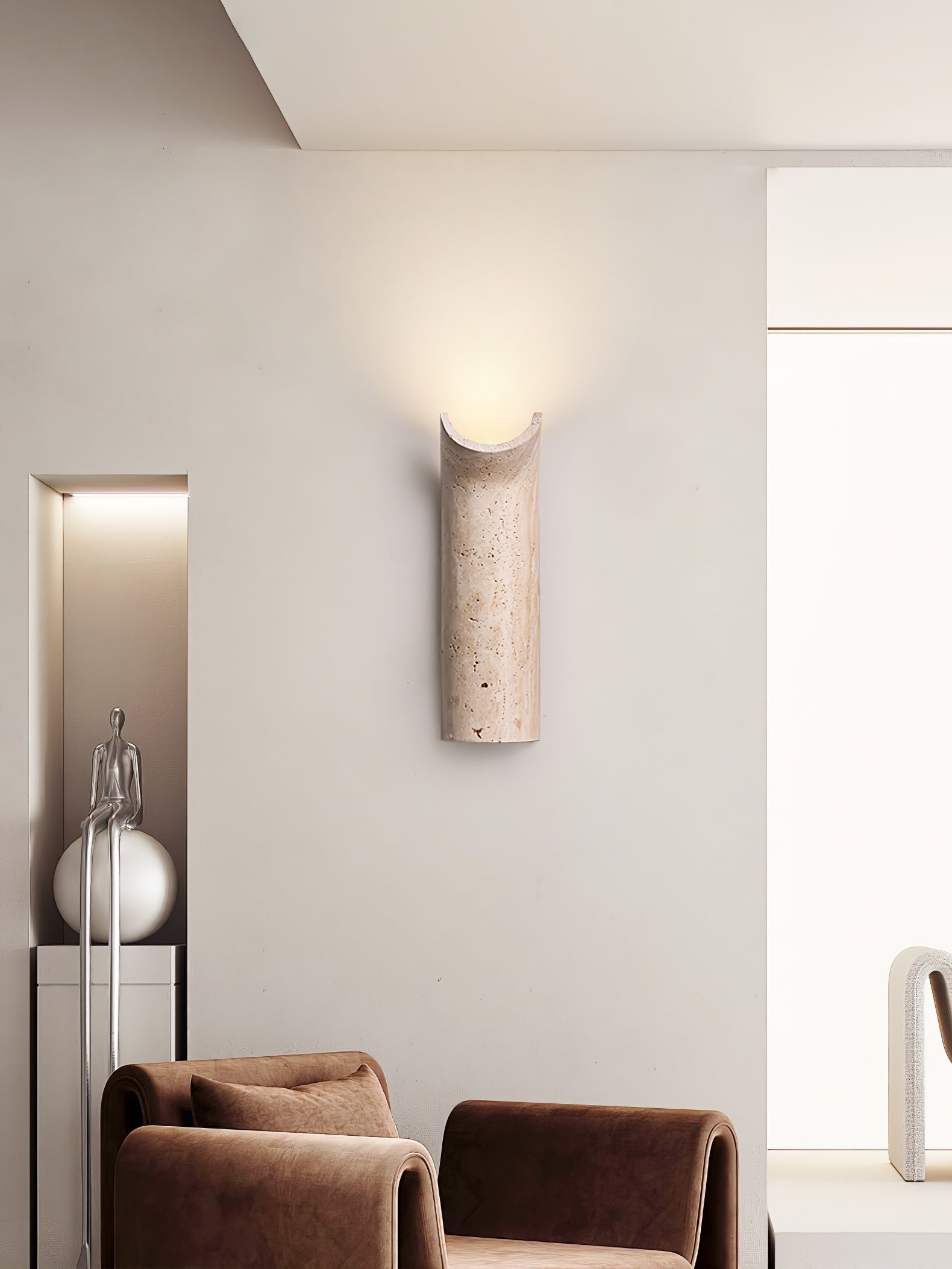 Lycoris Travertine Tapered Wall Light - Blowlighting