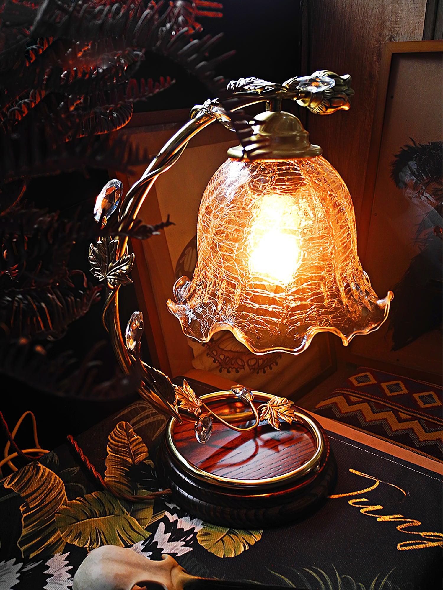 Cracked Glass Brass Table Lamp - Blowlighting