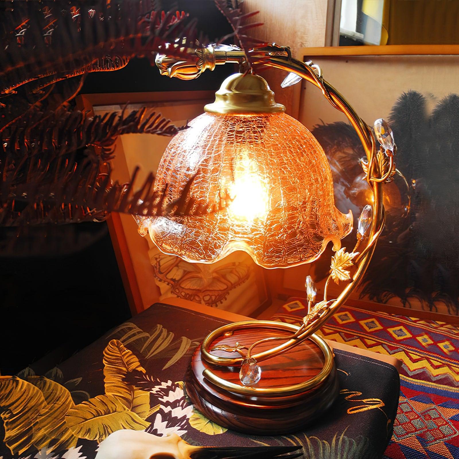 Cracked Glass Brass Table Lamp - Blowlighting