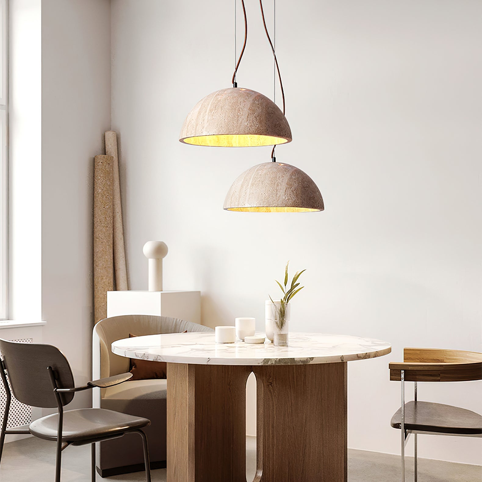 Avdoraris Dome-Shaped Travertine Pendant Light - Blowlighting