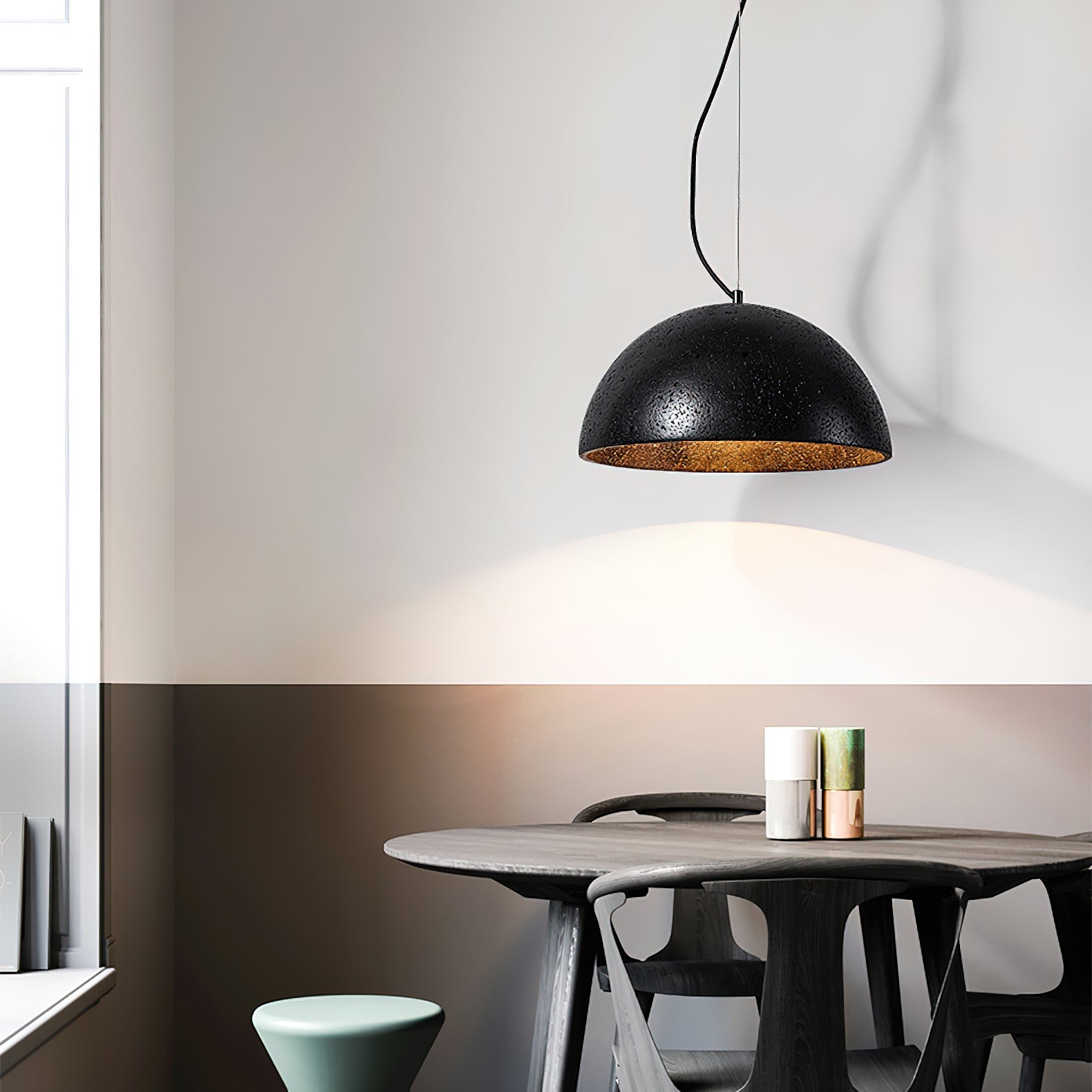 Avdoraris Dome-Shaped Travertine Pendant Light - Blowlighting