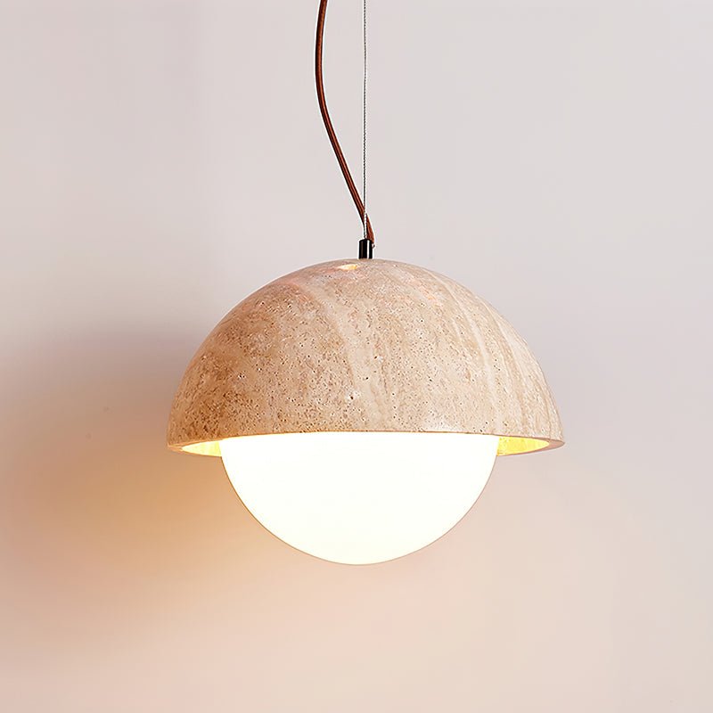 Avdoraris Dome-Shaped Travertine Pendant Light - Blowlighting