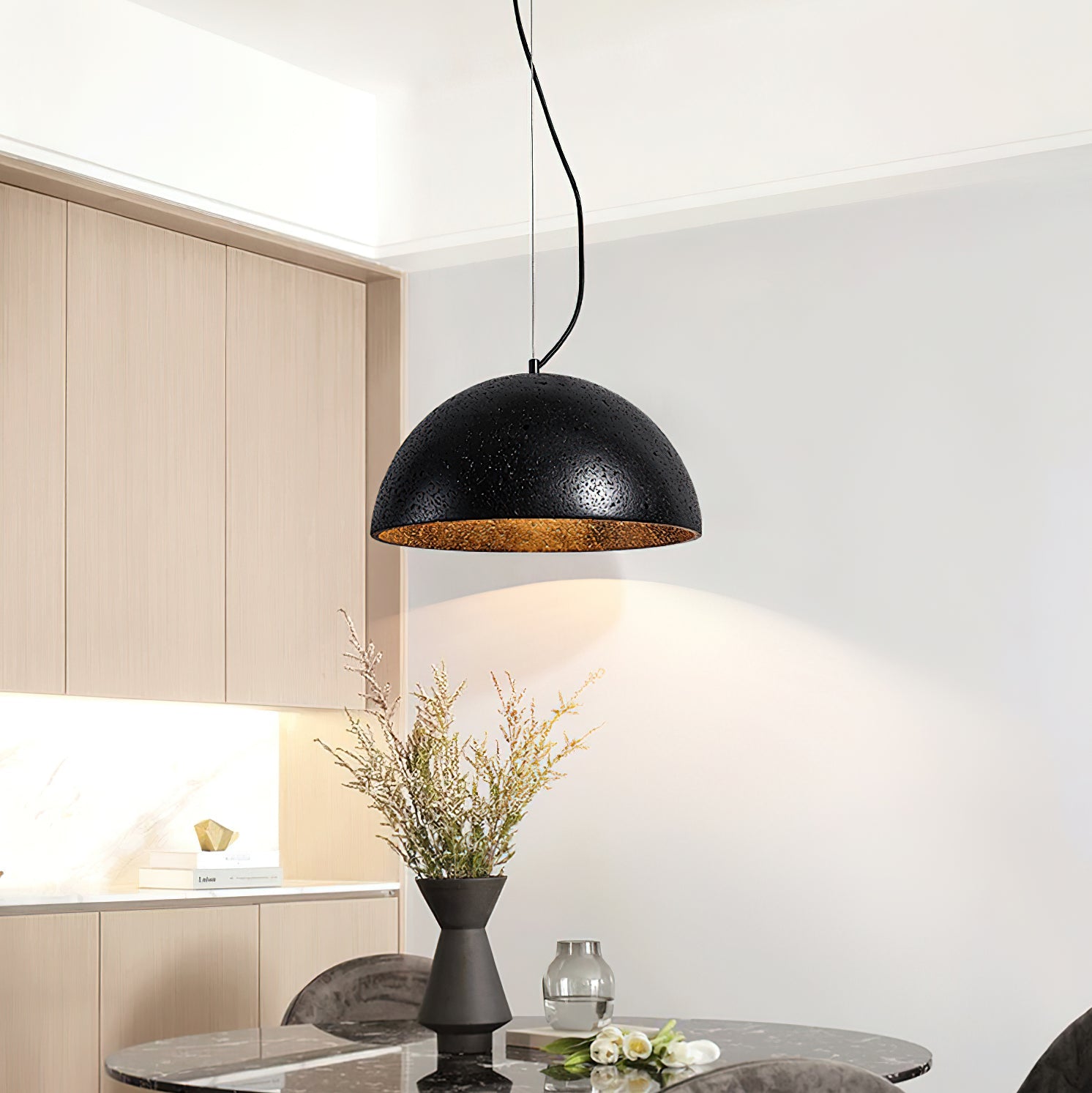 Avdoraris Dome-Shaped Travertine Pendant Light - Blowlighting