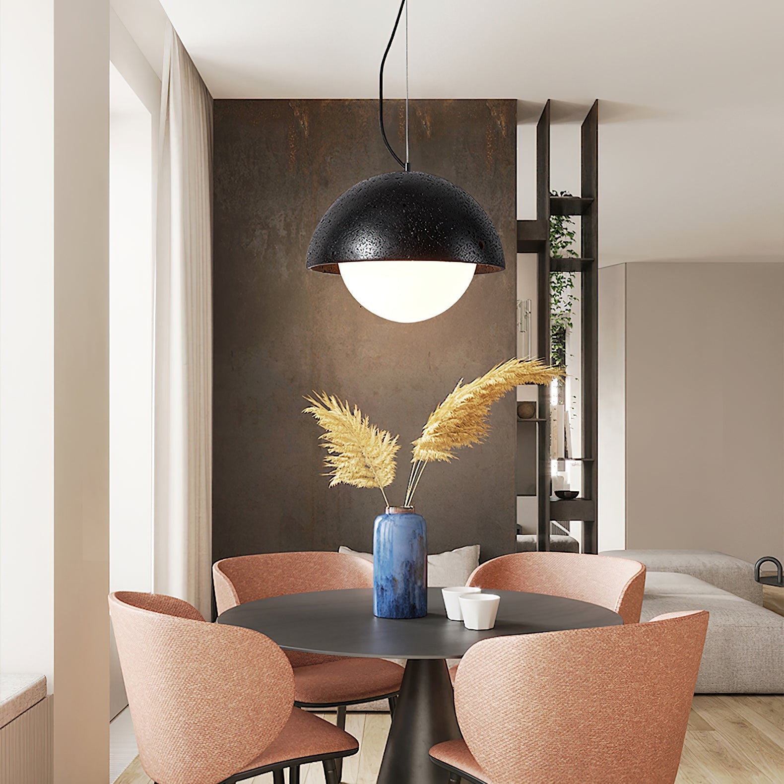 Avdoraris Dome-Shaped Travertine Pendant Light - Blowlighting