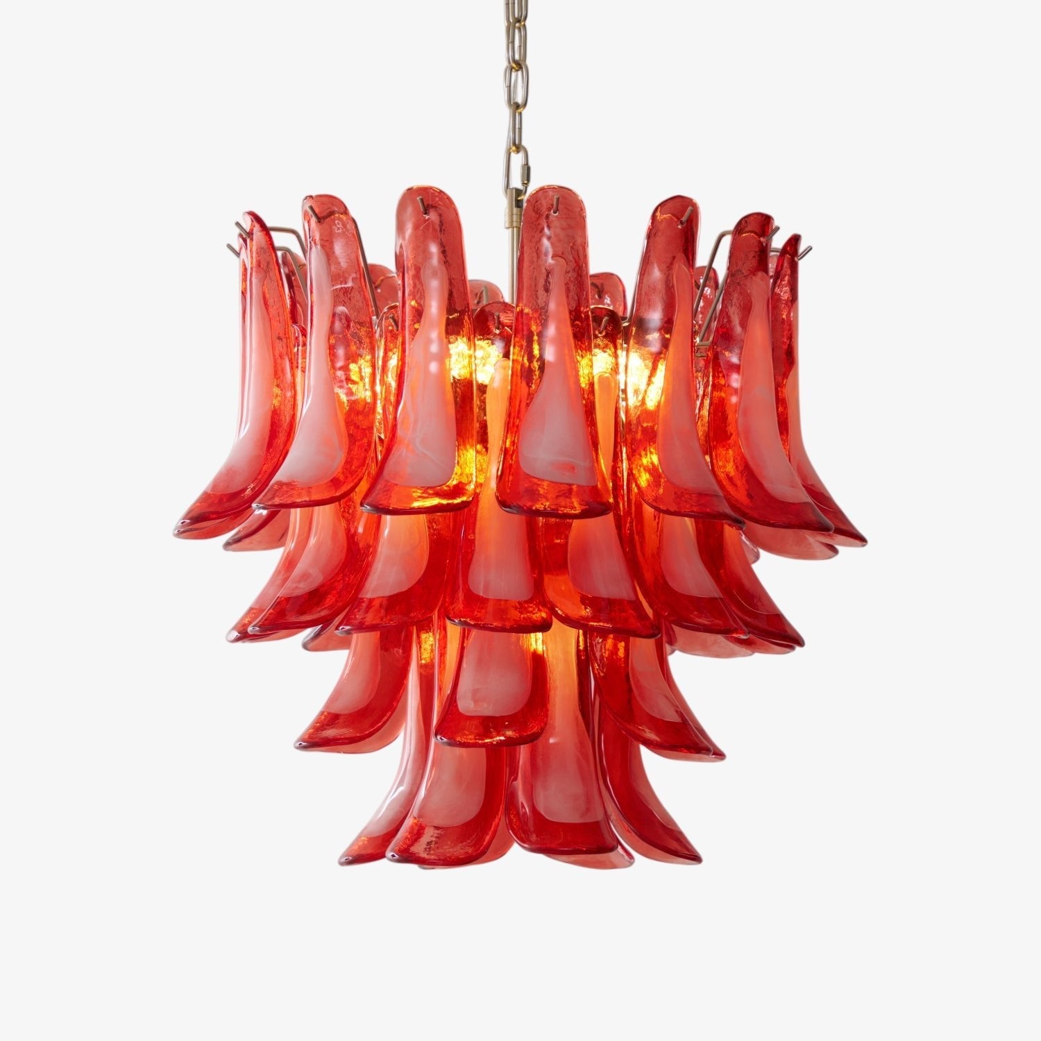 Aurora Chandelier Crimson Murano Glass Petals Layered Vintage - Blowlighting
