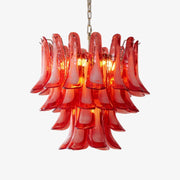 Aurora Chandelier Crimson Murano Glass Petals Layered Vintage - Blowlighting
