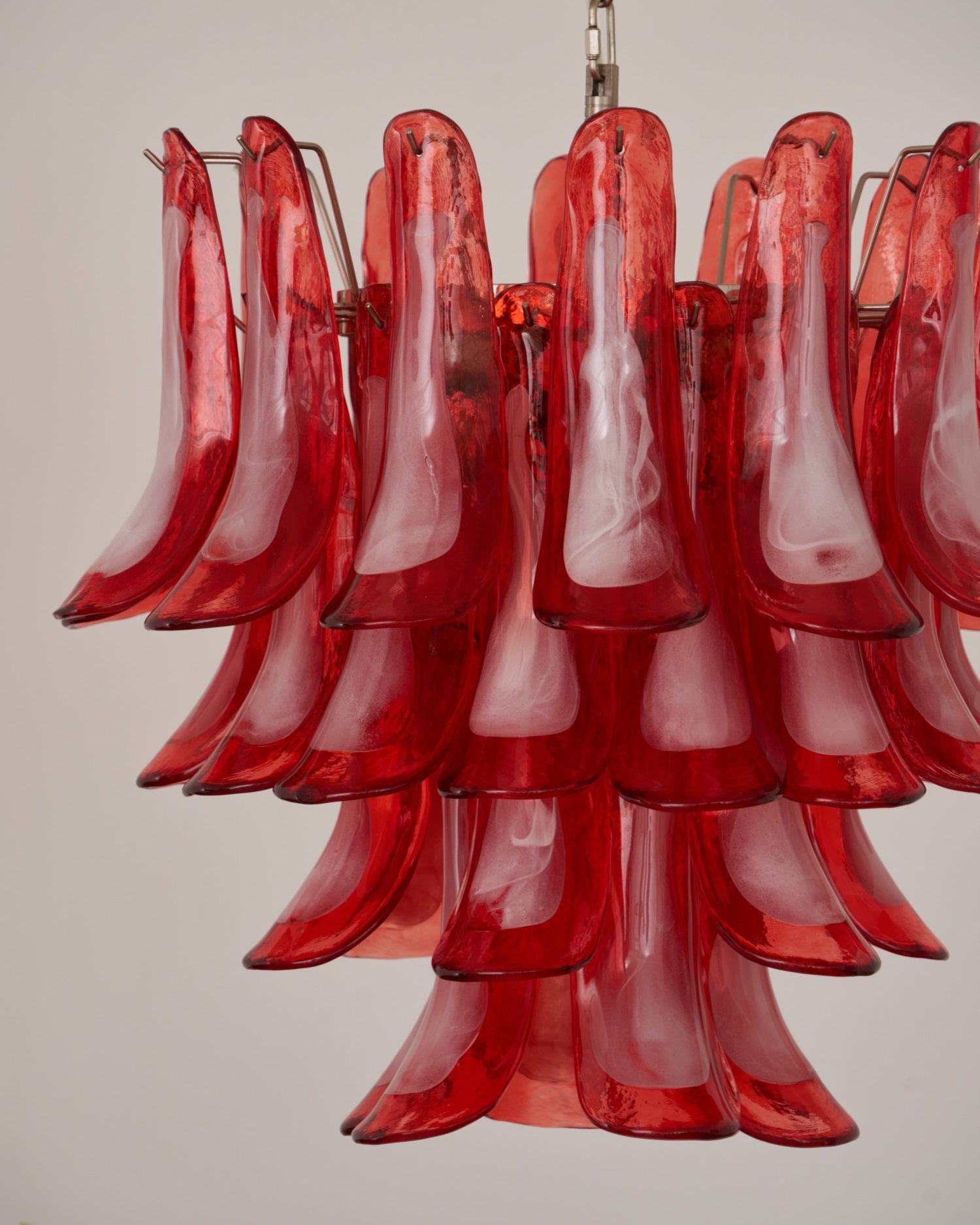 Aurora Chandelier Crimson Murano Glass Petals Layered Vintage - Blowlighting