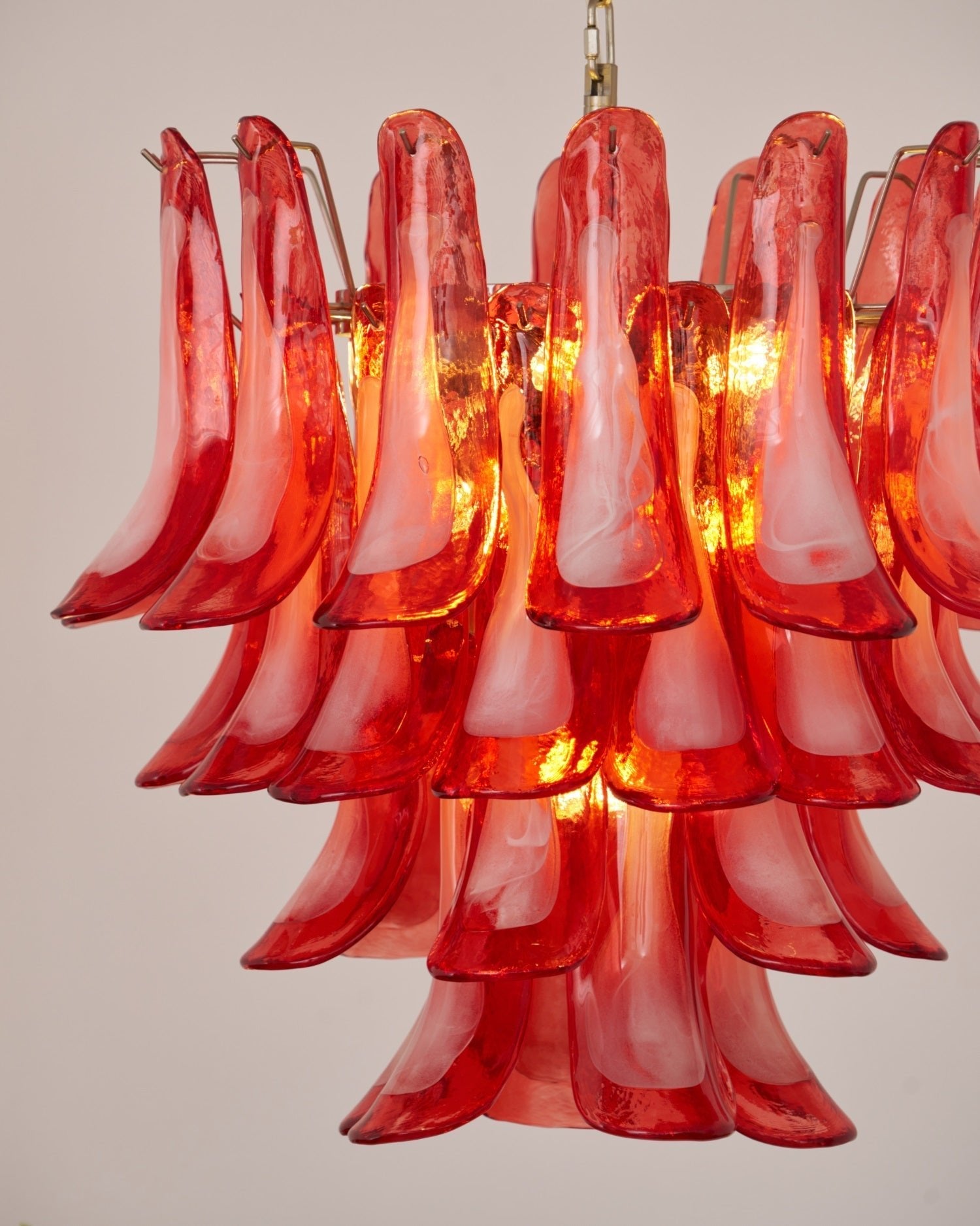 Aurora Chandelier Crimson Murano Glass Petals Layered Vintage - Blowlighting