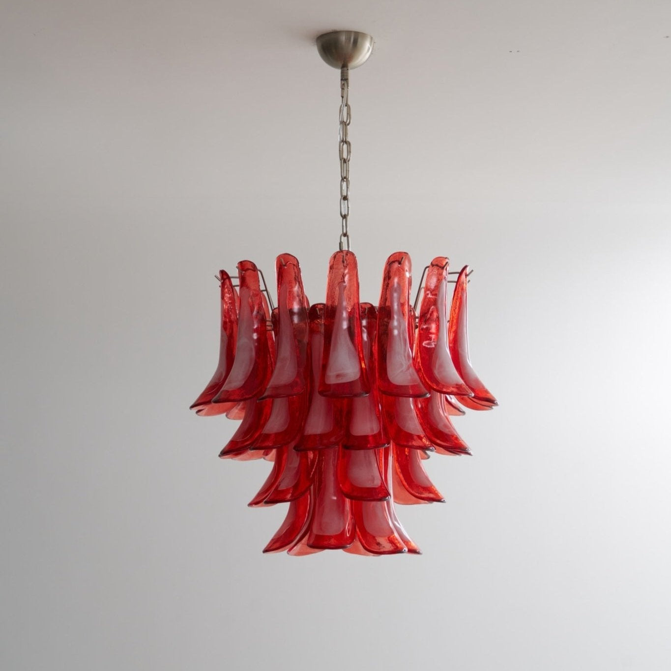 Aurora Chandelier Crimson Murano Glass Petals Layered Vintage - Blowlighting