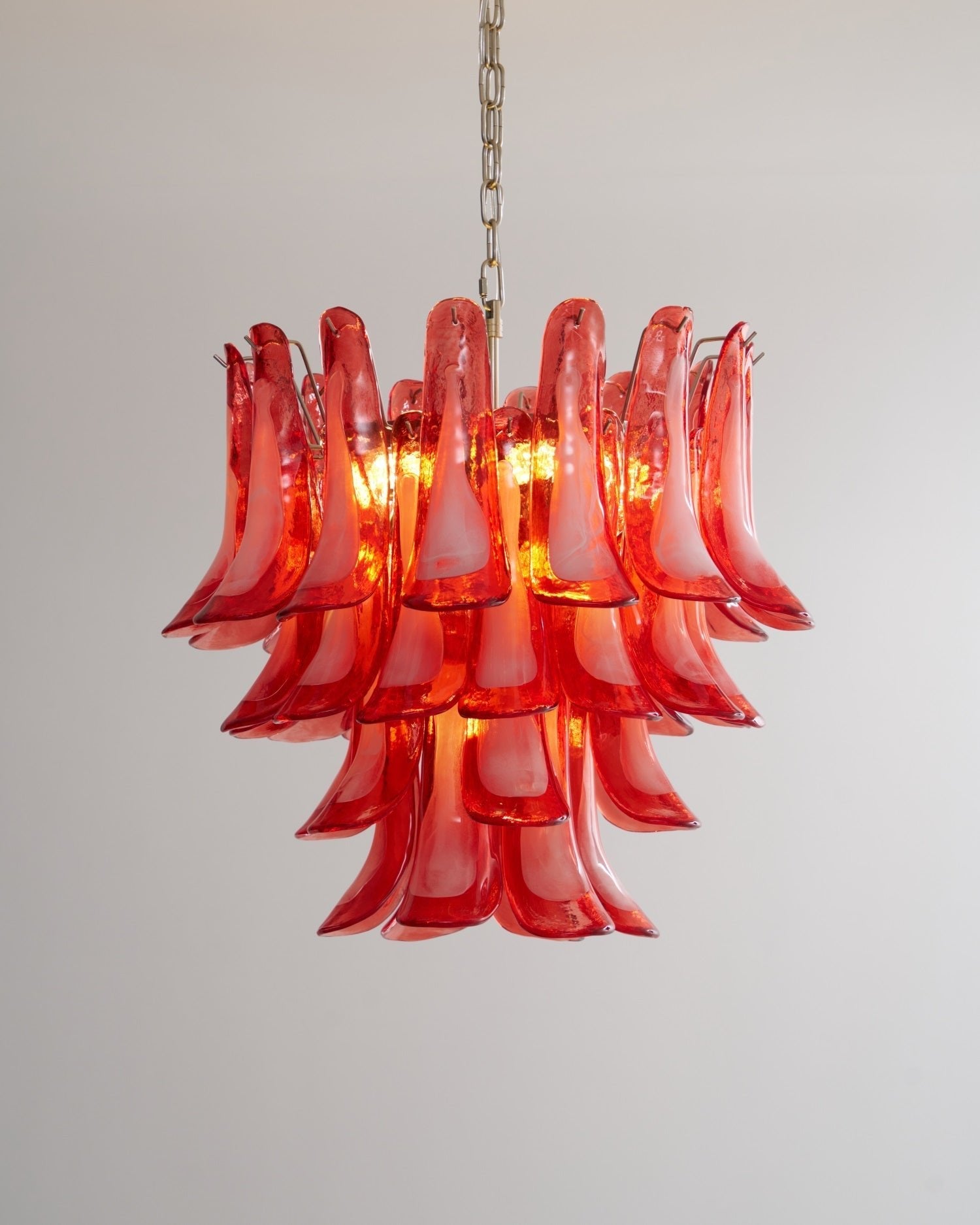 Aurora Chandelier Crimson Murano Glass Petals Layered Vintage - Blowlighting