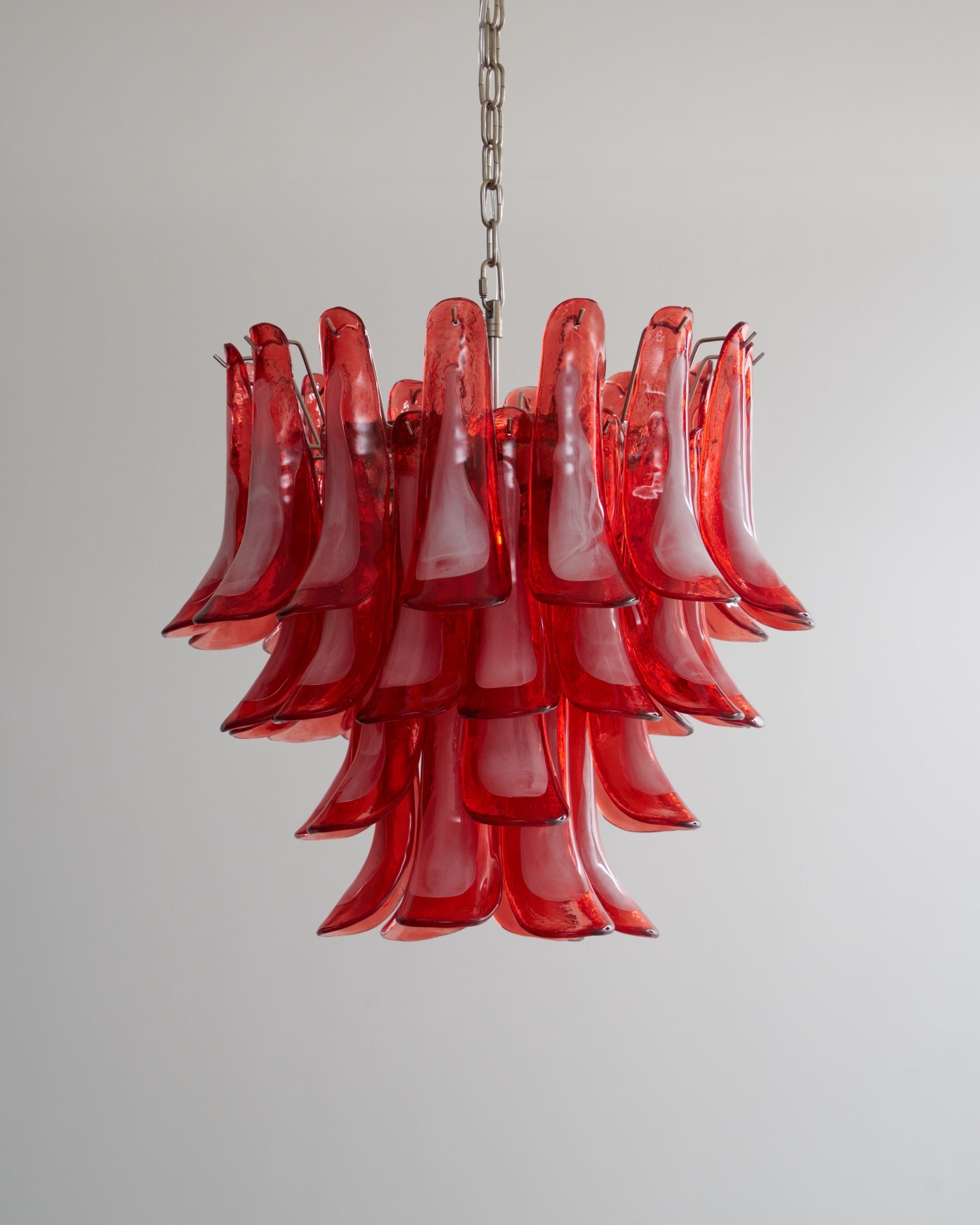 Aurora Chandelier Crimson Murano Glass Petals Layered Vintage - Blowlighting