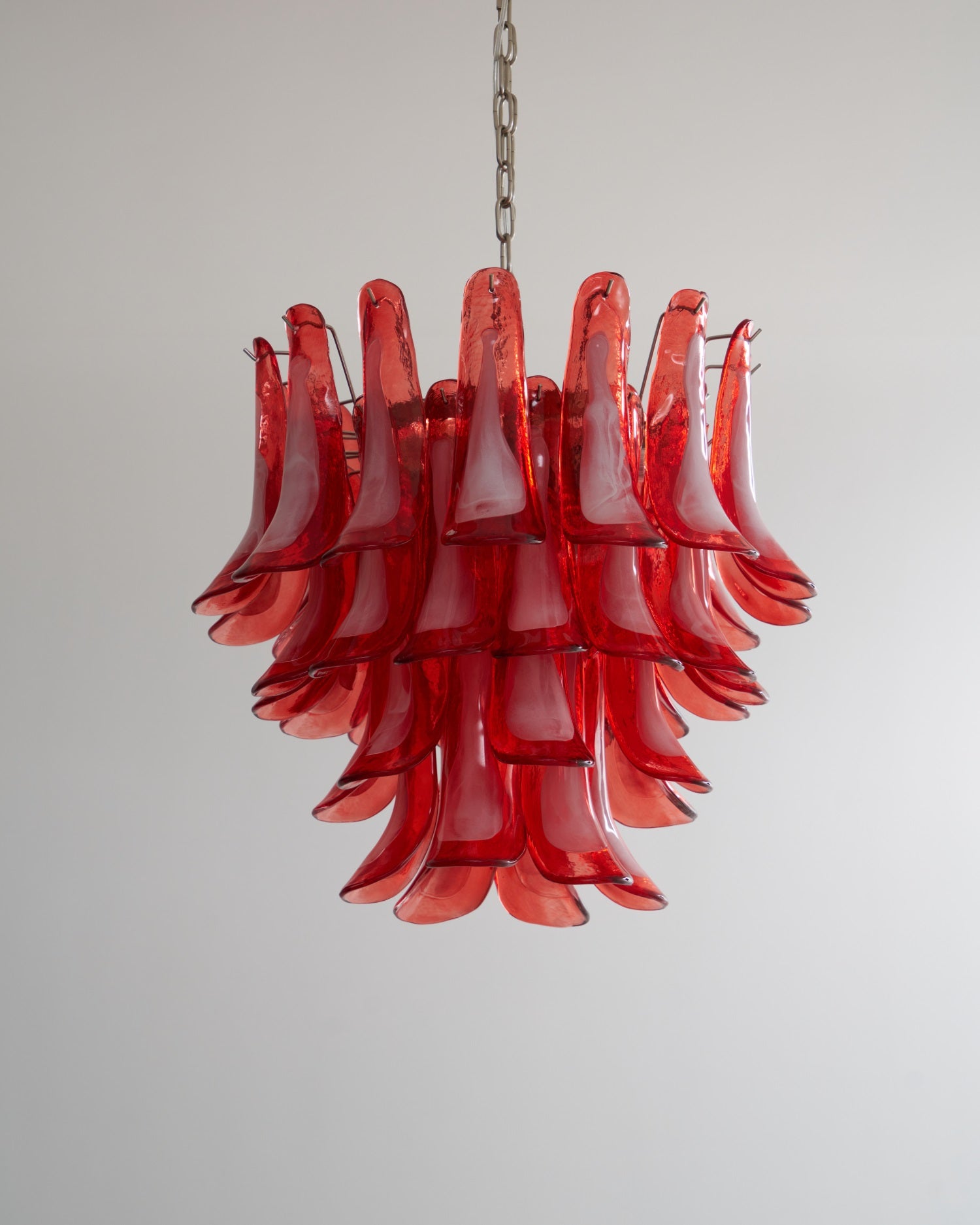 Aurora Chandelier Crimson Murano Glass Petals Layered Vintage - Blowlighting