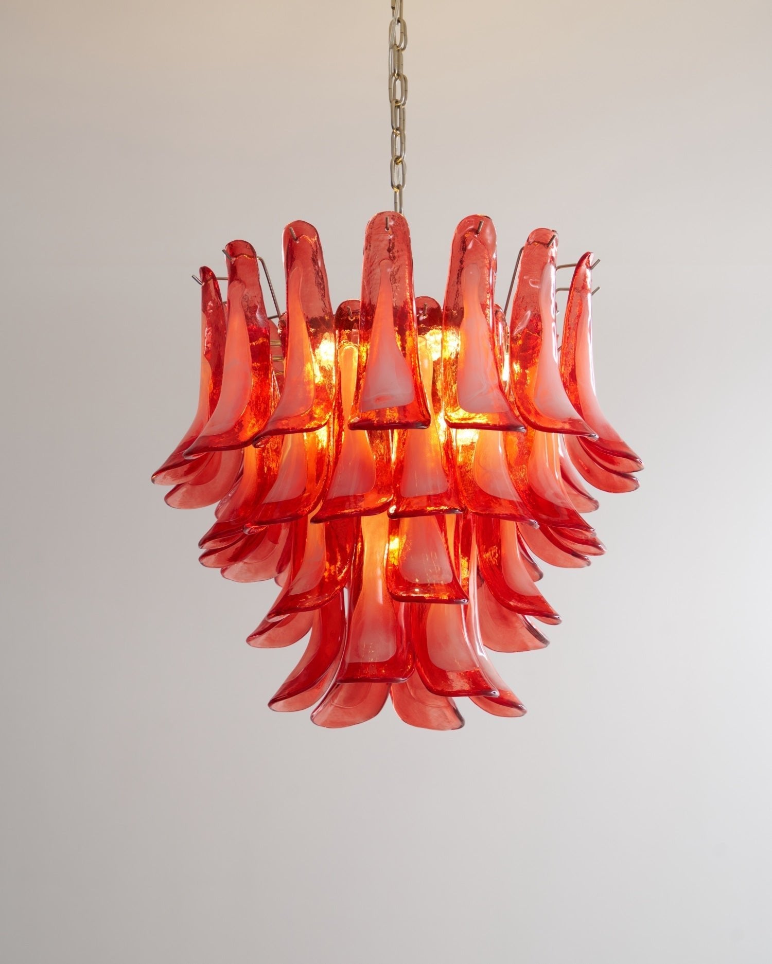 Aurora Chandelier Crimson Murano Glass Petals Layered Vintage - Blowlighting