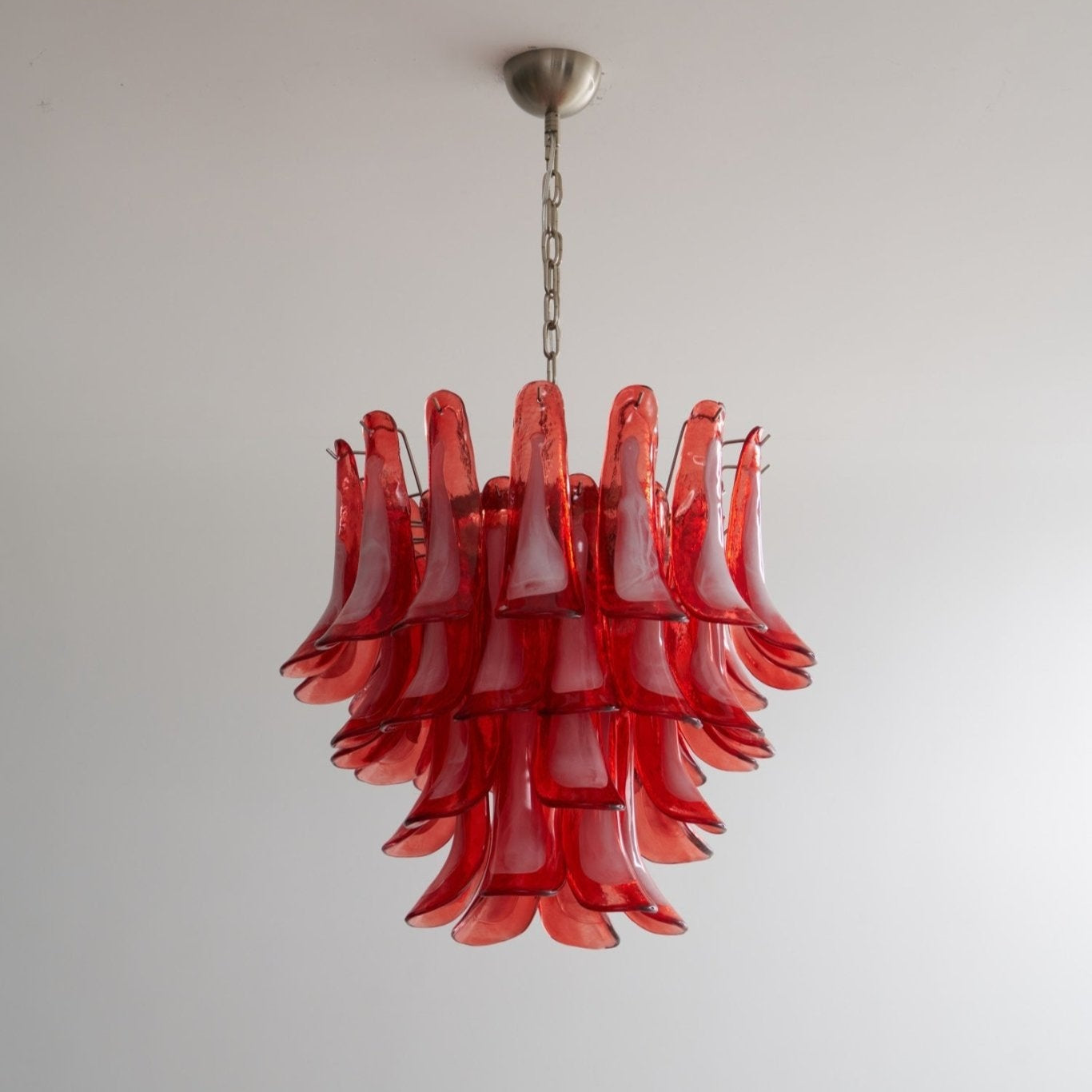Aurora Chandelier Crimson Murano Glass Petals Layered Vintage - Blowlighting