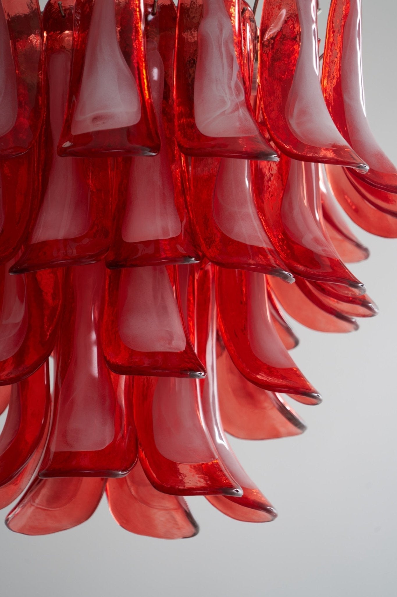 Aurora Chandelier Crimson Murano Glass Petals Layered Vintage - Blowlighting