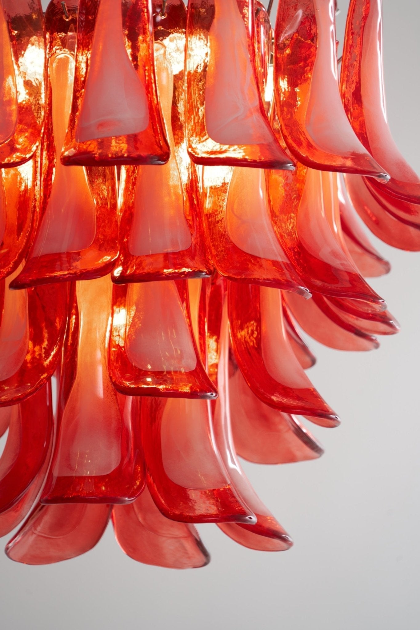 Aurora Chandelier Crimson Murano Glass Petals Layered Vintage - Blowlighting