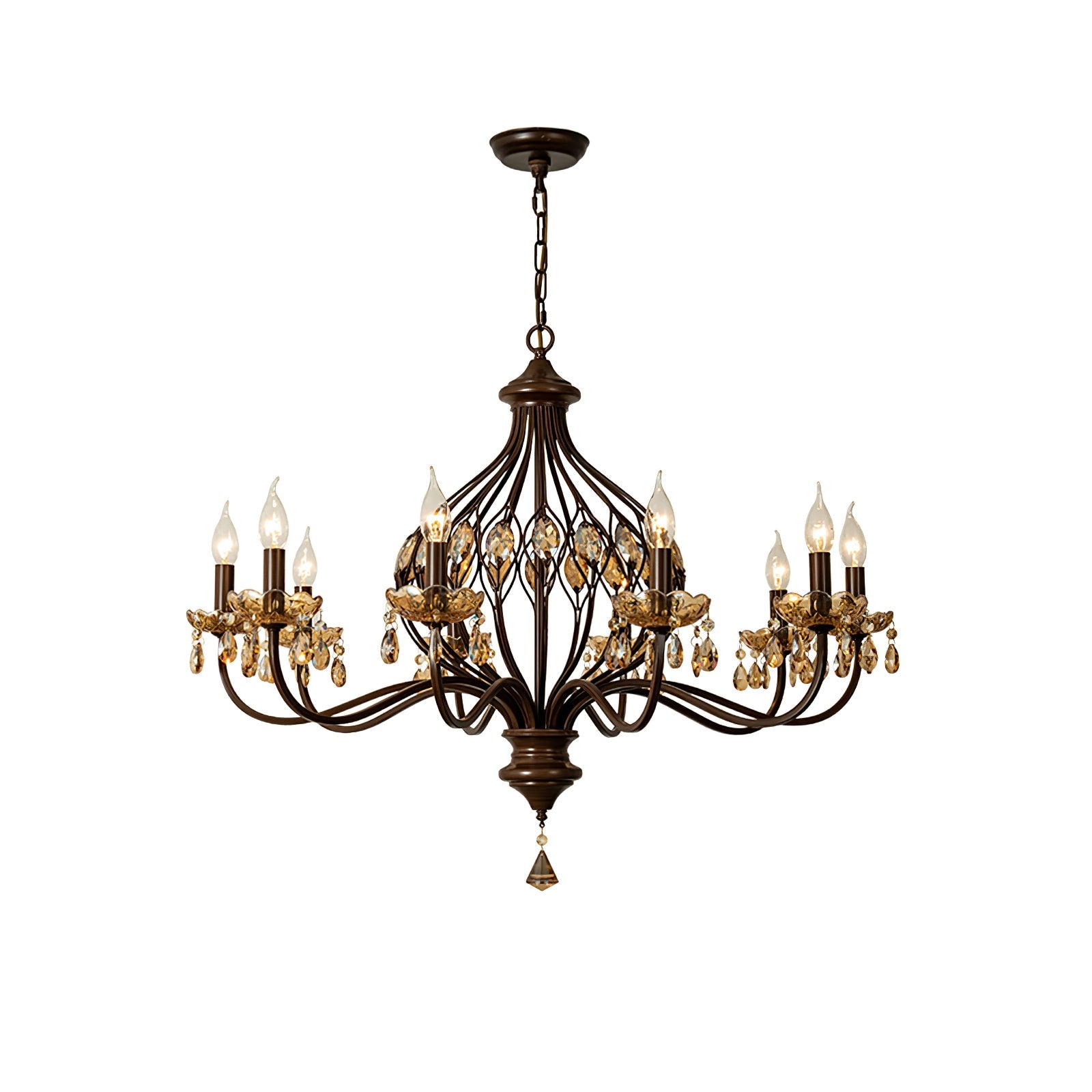 Enorel Vintage Bronze Crystal Chandelier - Blowlighting