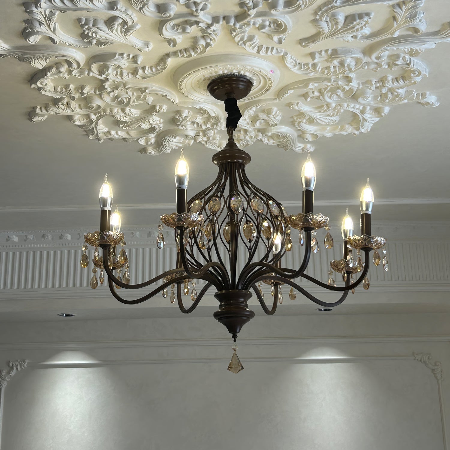 Enorel Vintage Bronze Crystal Chandelier - Blowlighting
