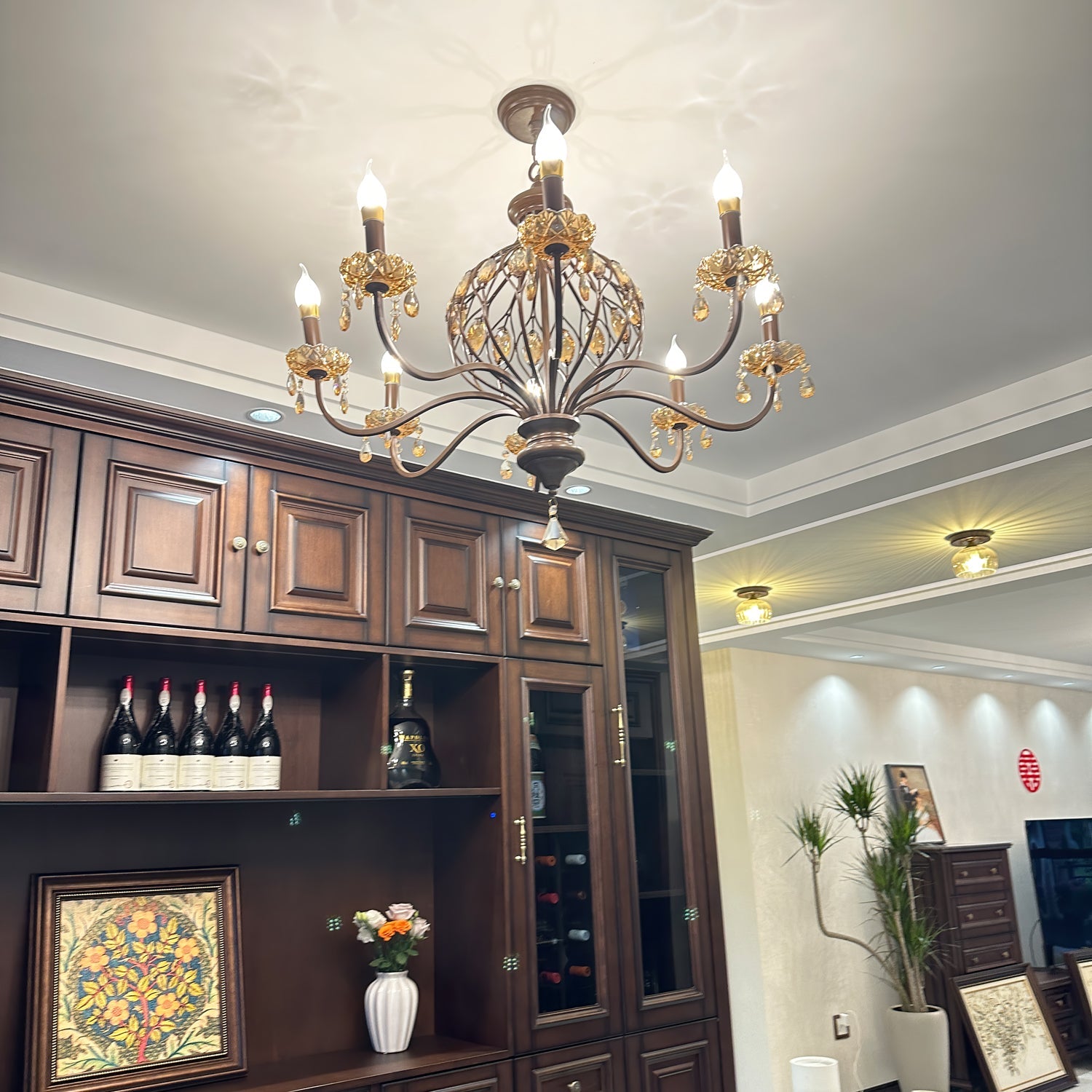 Enorel Vintage Bronze Crystal Chandelier - Blowlighting