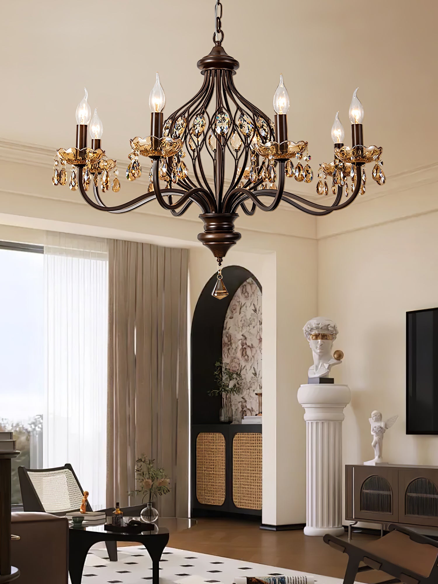 Enorel Vintage Bronze Crystal Chandelier - Blowlighting