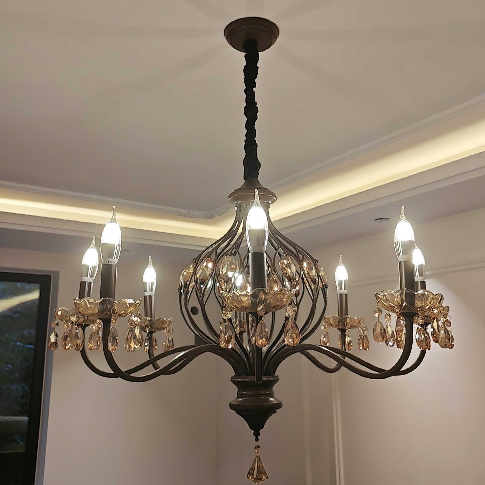 Enorel Vintage Bronze Crystal Chandelier - Blowlighting