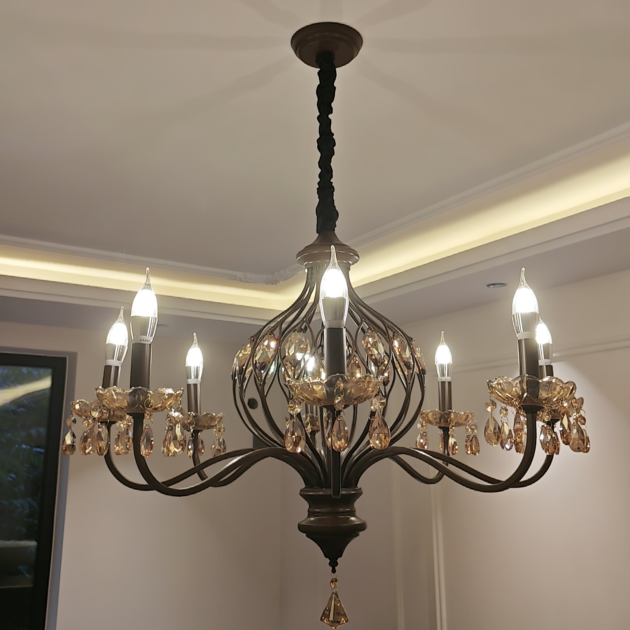 Enorel Vintage Bronze Crystal Chandelier - Blowlighting
