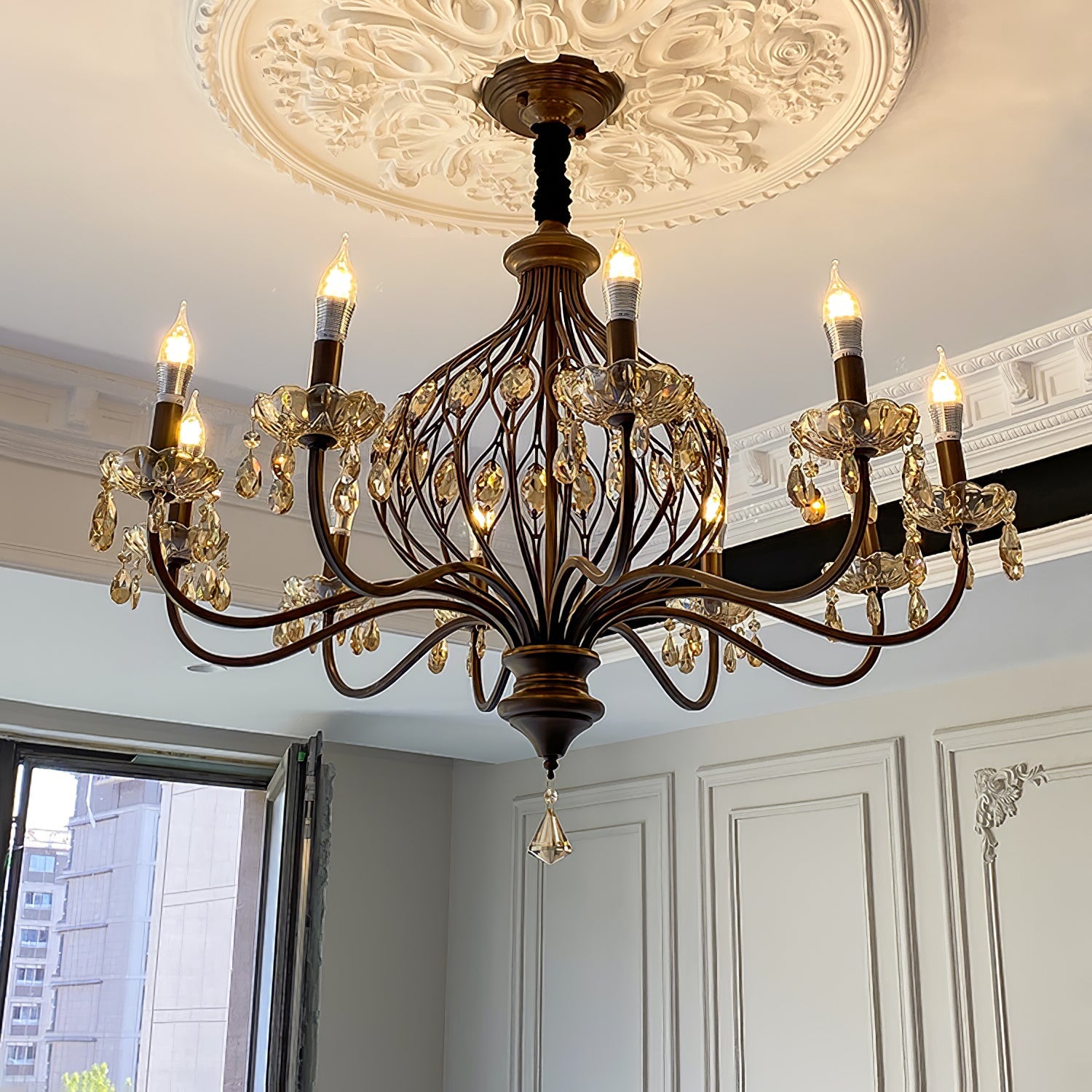 Enorel Vintage Bronze Crystal Chandelier - Blowlighting