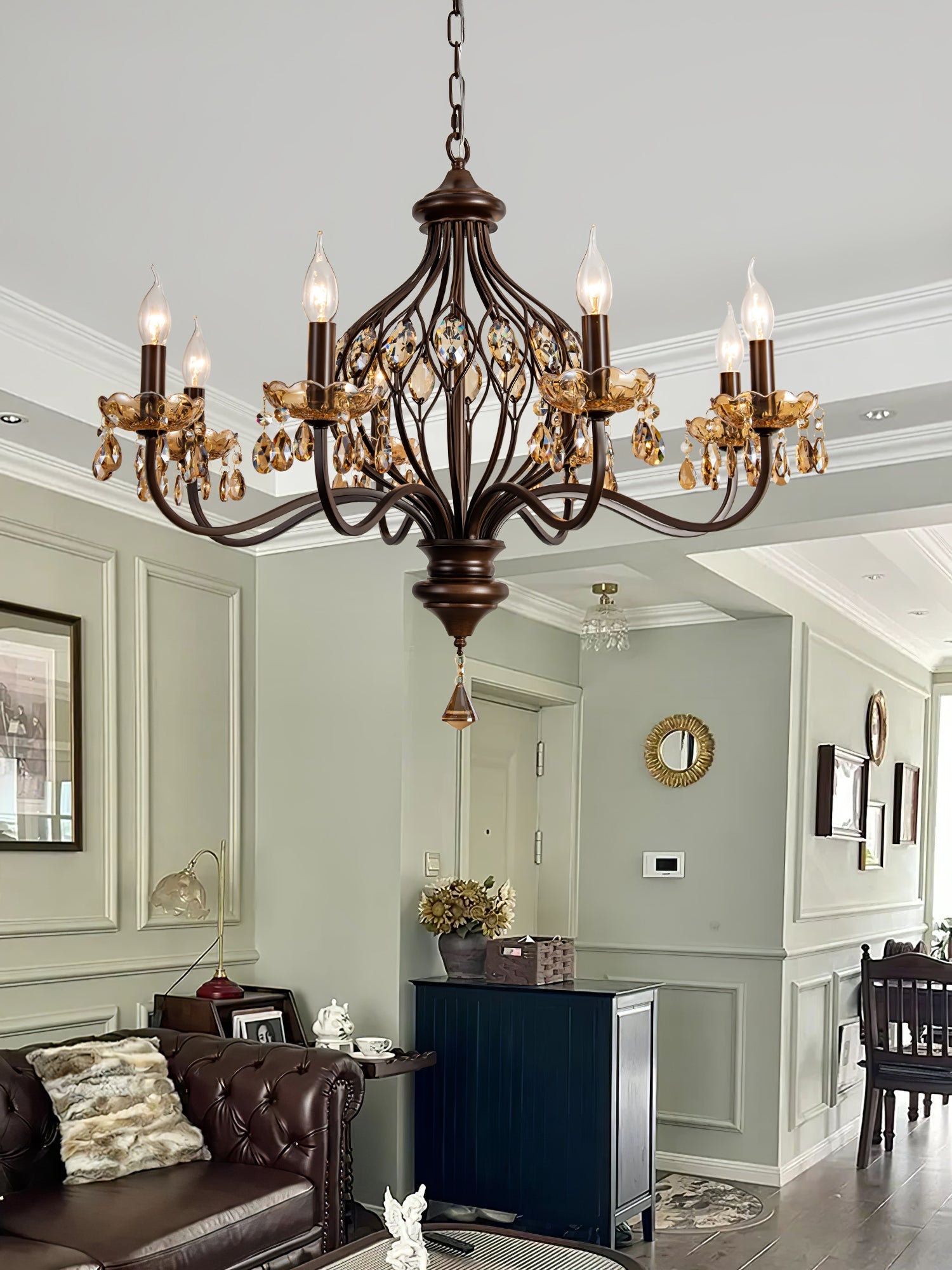 Enorel Vintage Bronze Crystal Chandelier - Blowlighting