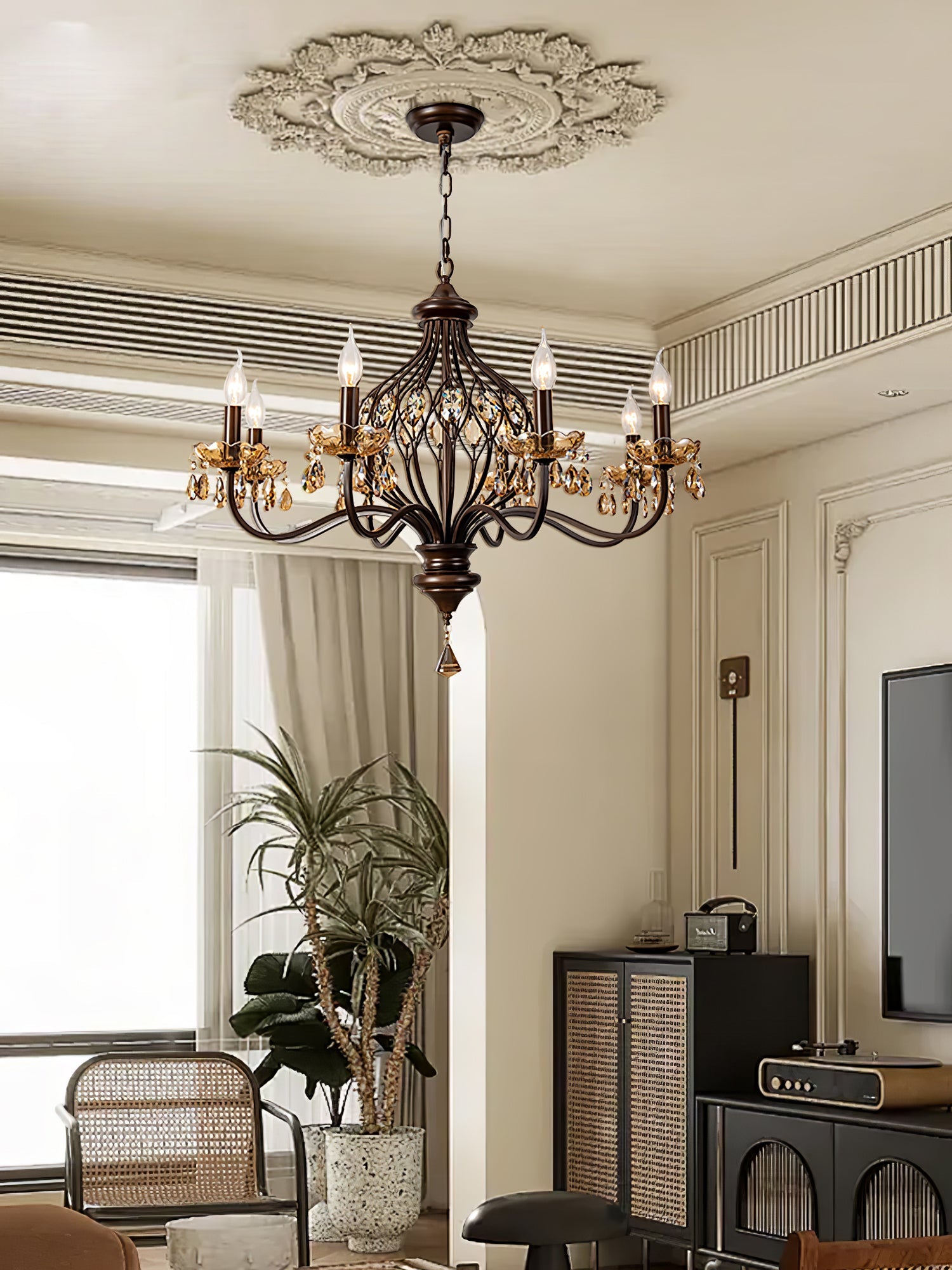 Enorel Vintage Bronze Crystal Chandelier - Blowlighting