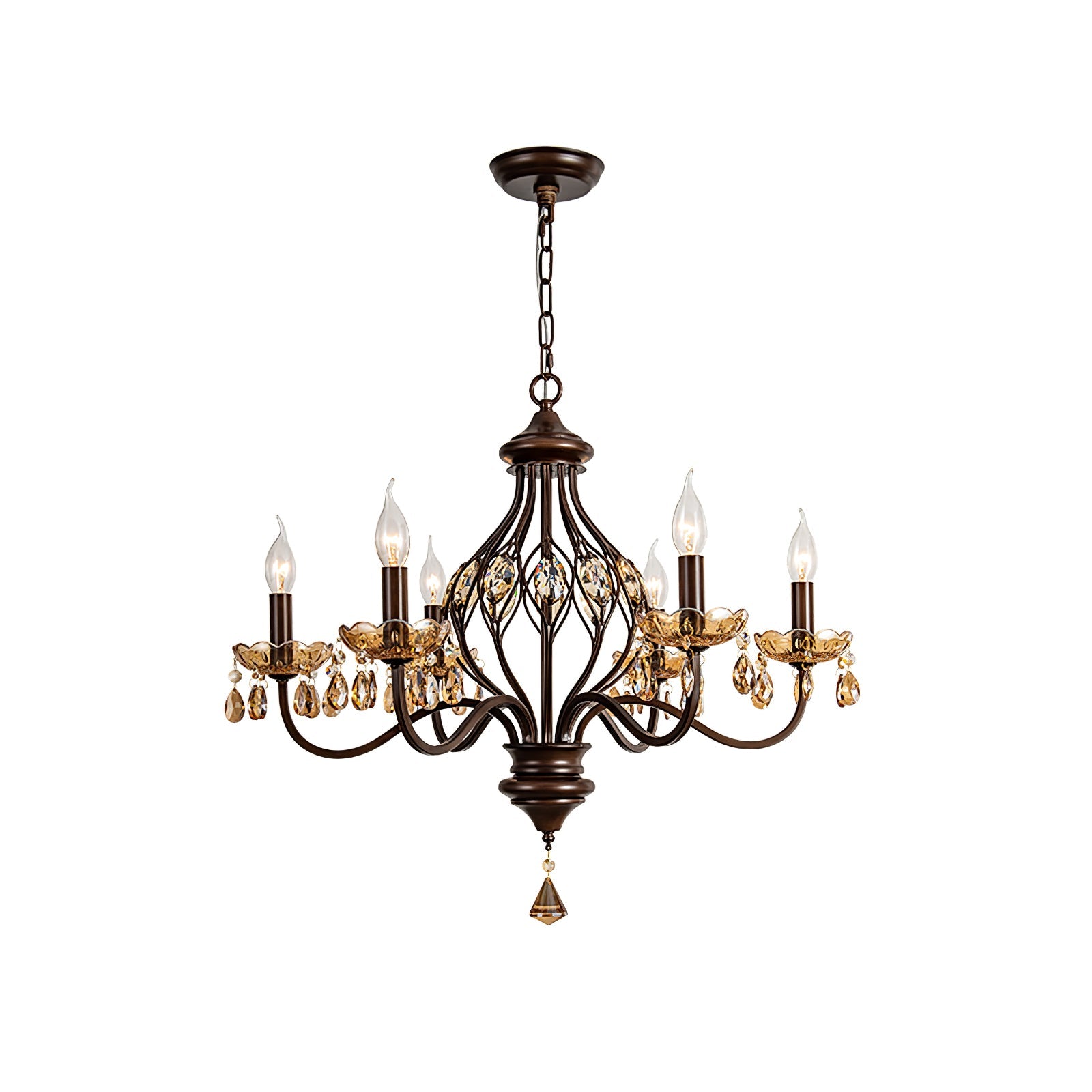 Enorel Vintage Bronze Crystal Chandelier - Blowlighting