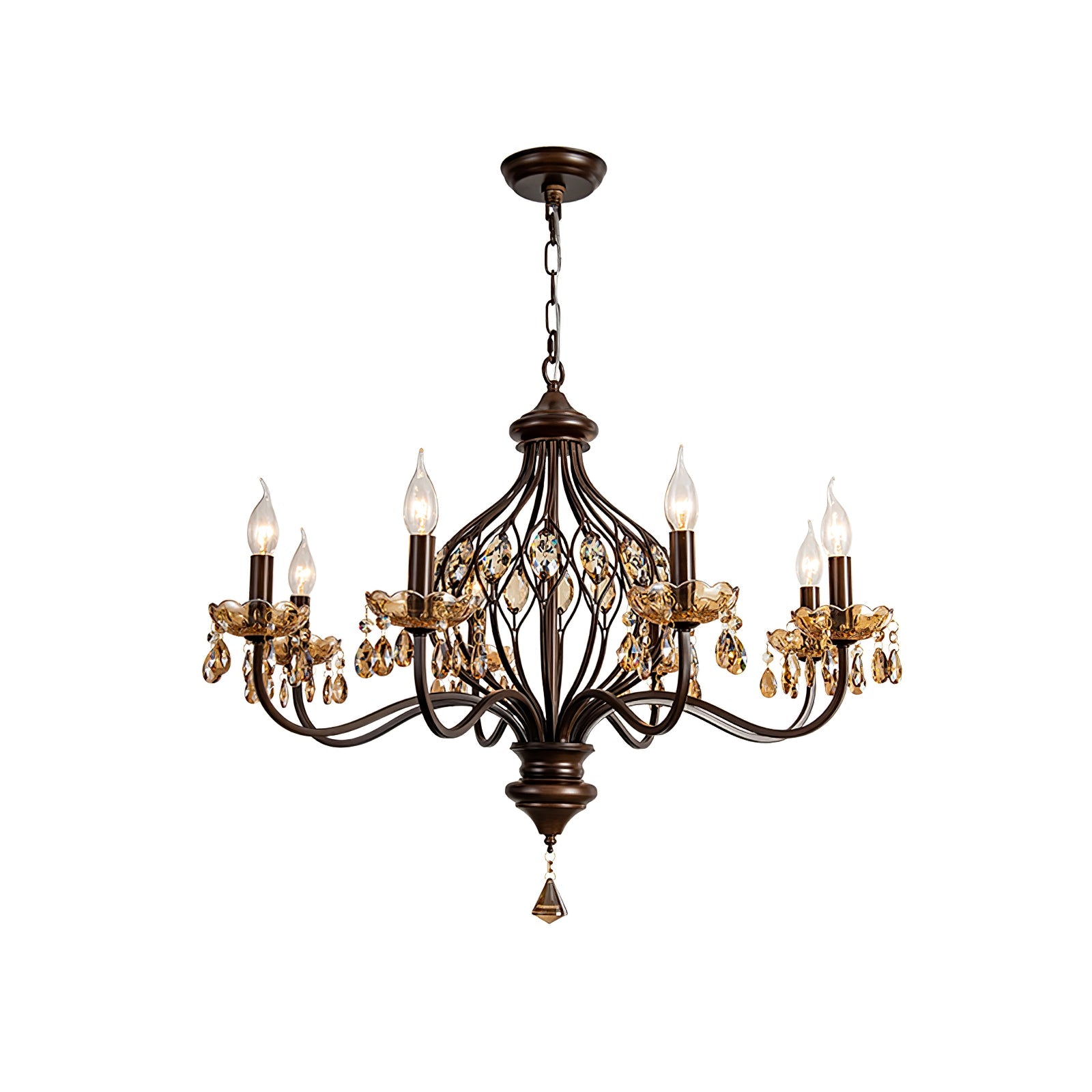 Enorel Vintage Bronze Crystal Chandelier - Blowlighting