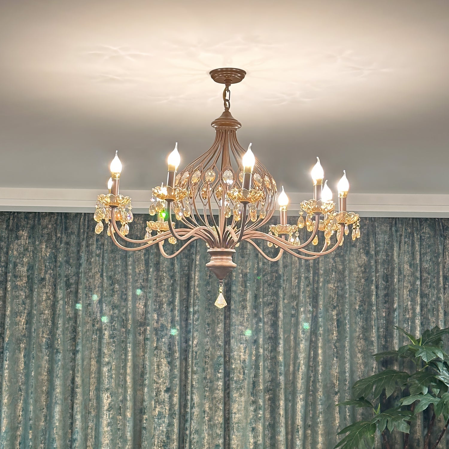 Enorel Vintage Bronze Crystal Chandelier - Blowlighting