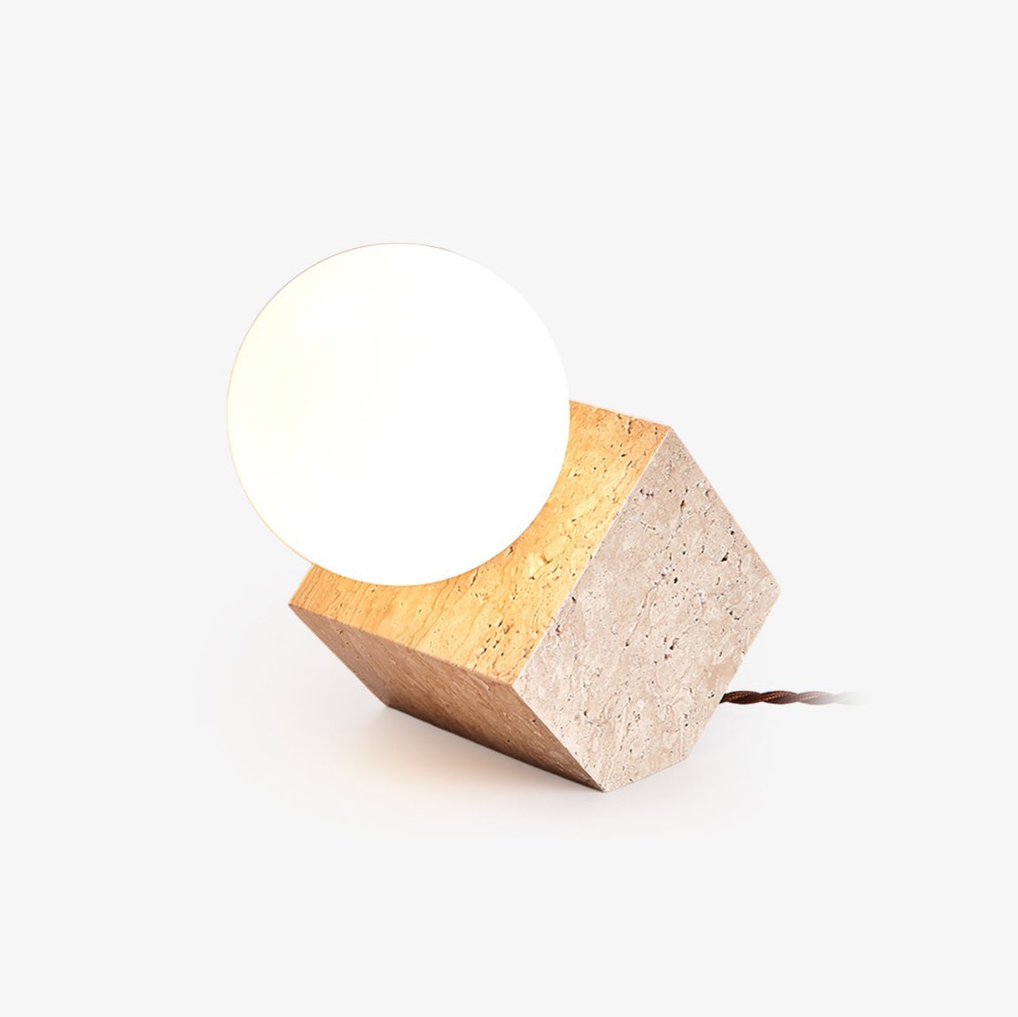 Hexarae Geometric Travertine Table Lamp - Blowlighting