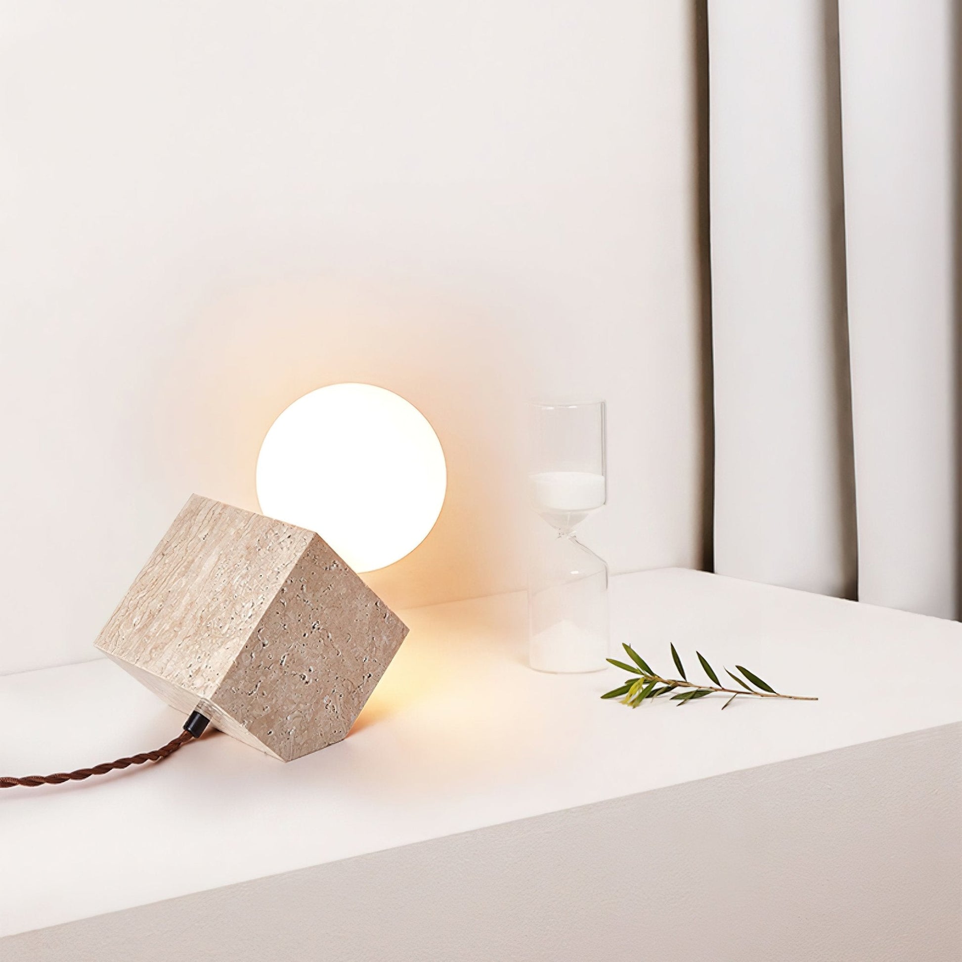 Hexarae Geometric Travertine Table Lamp - Blowlighting