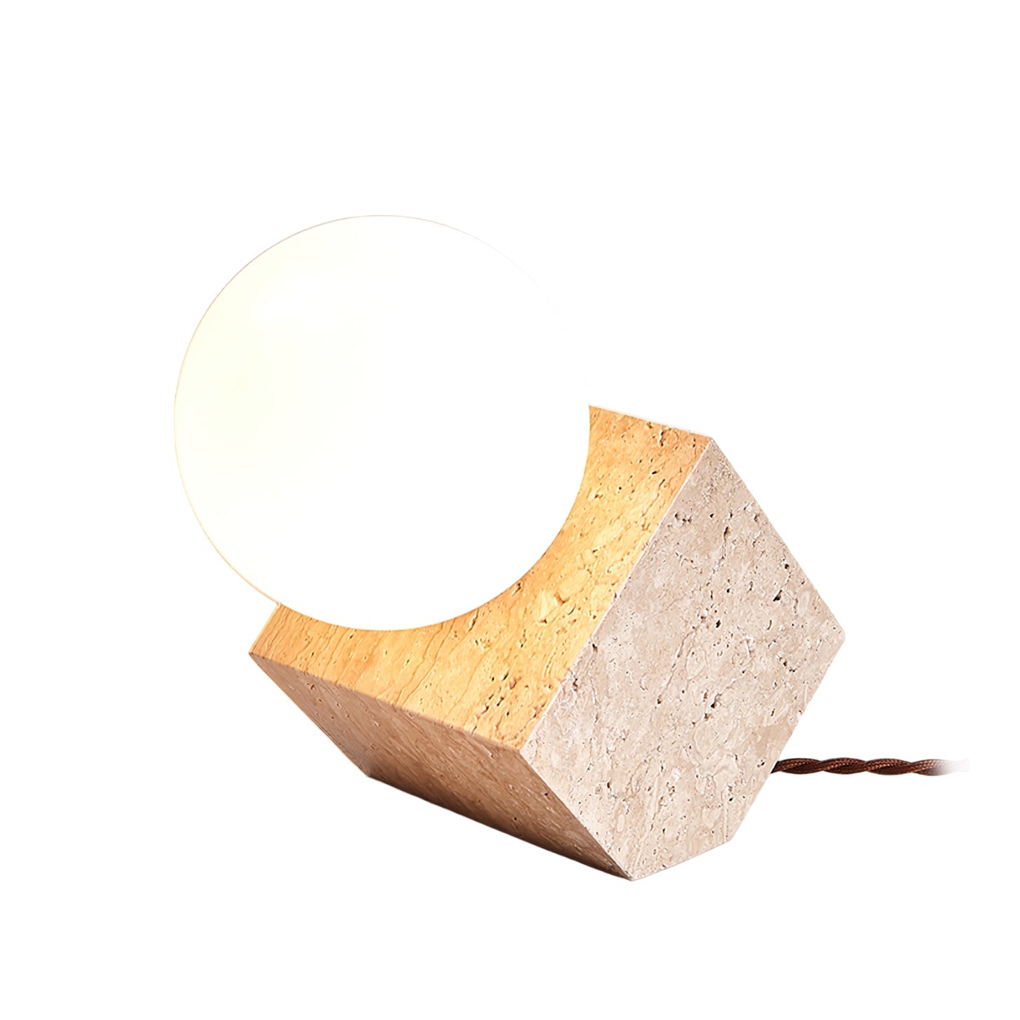 Hexarae Geometric Travertine Table Lamp - Blowlighting