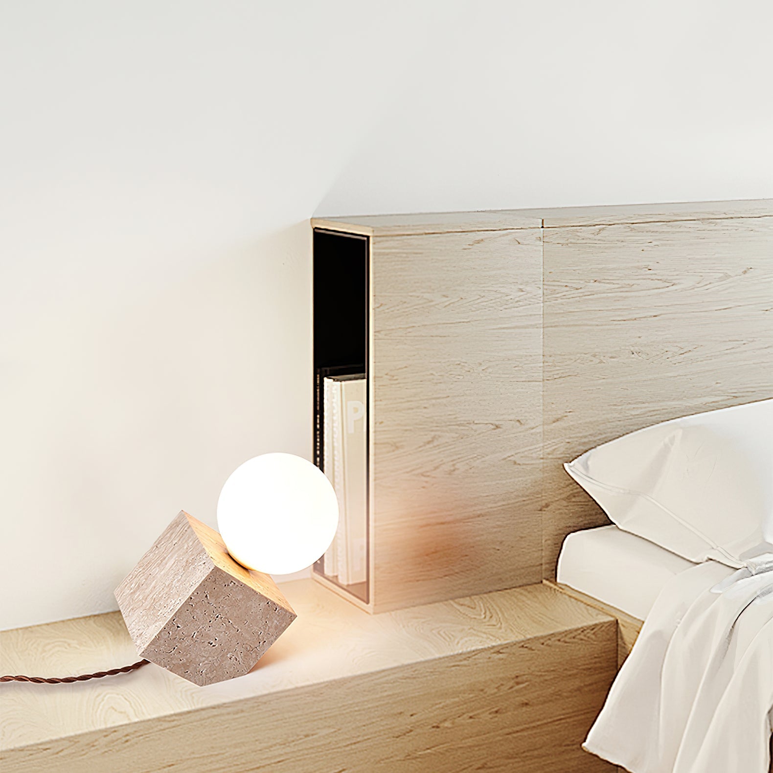 Hexarae Geometric Travertine Table Lamp - Blowlighting