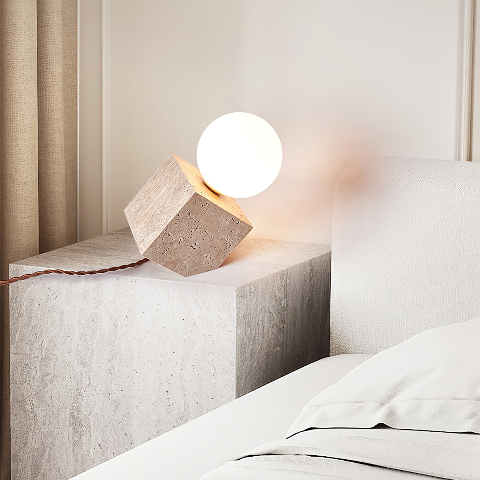 Hexarae Geometric Travertine Table Lamp - Blowlighting