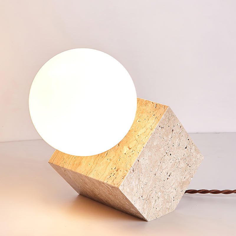 Hexarae Geometric Travertine Table Lamp - Blowlighting