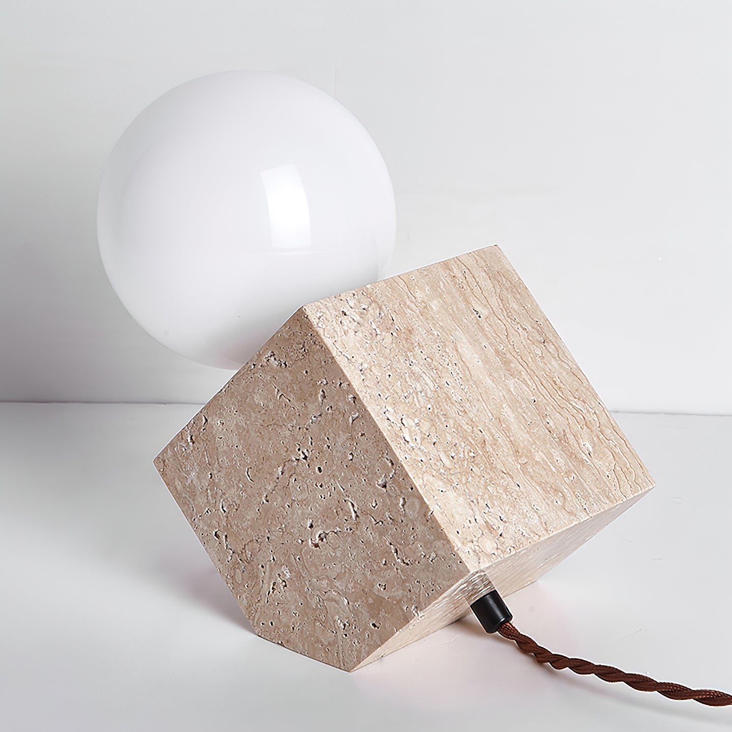 Hexarae Geometric Travertine Table Lamp - Blowlighting