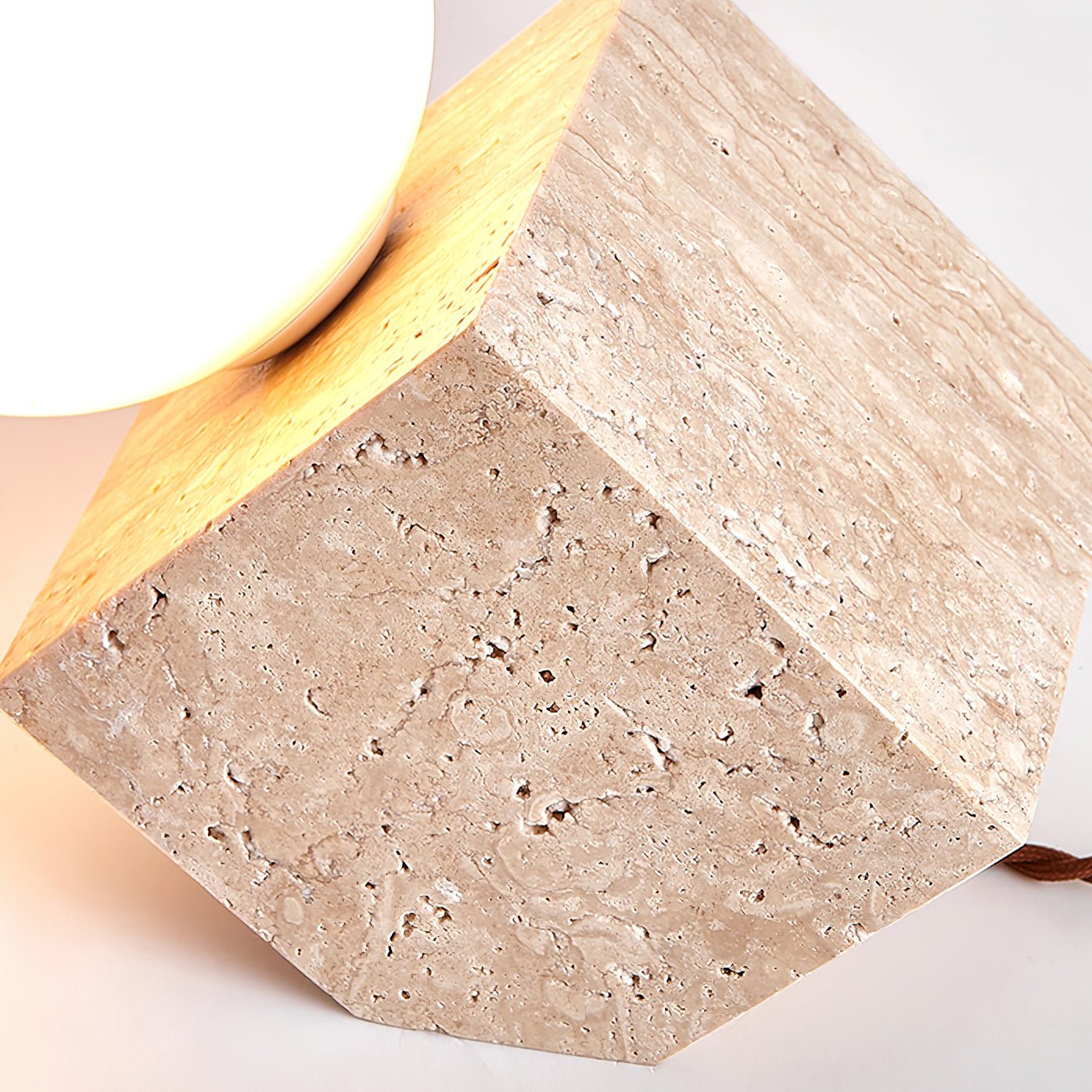 Hexarae Geometric Travertine Table Lamp - Blowlighting