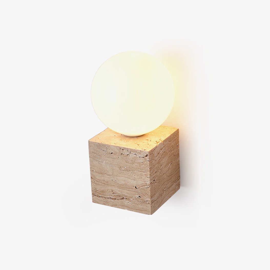 Eurlaean Cube-Base Travertine Wall Light - Blowlighting