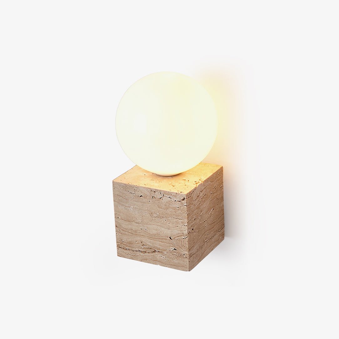 Eurlaean Cube-Base Travertine Wall Light - Blowlighting