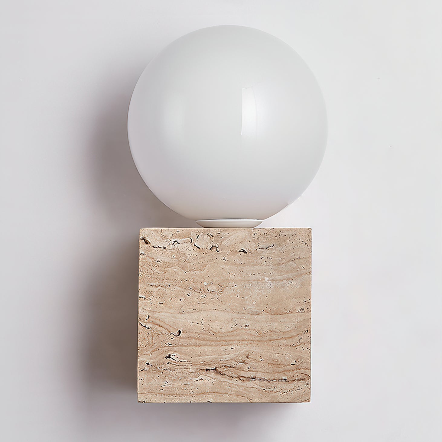 Eurlaean Cube-Base Travertine Wall Light - Blowlighting