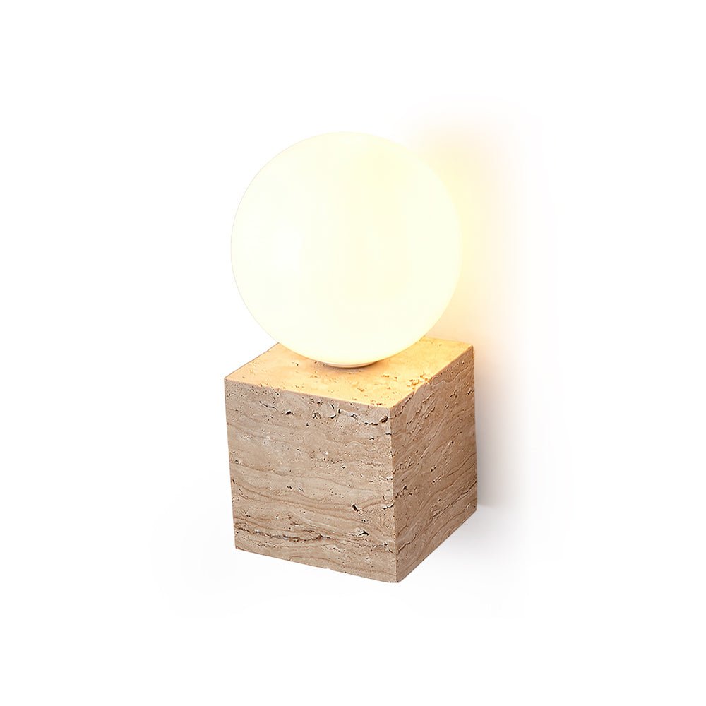 Eurlaean Cube-Base Travertine Wall Light - Blowlighting