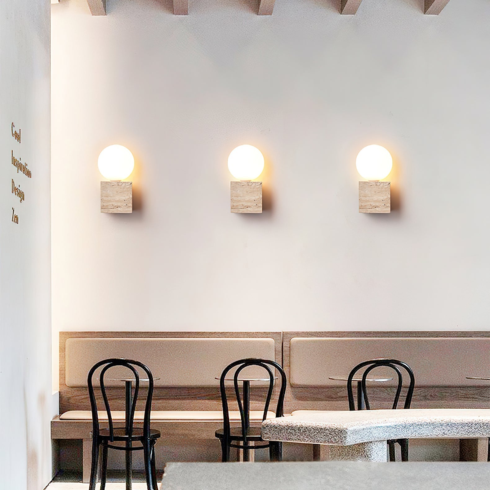 Eurlaean Cube-Base Travertine Wall Light - Blowlighting