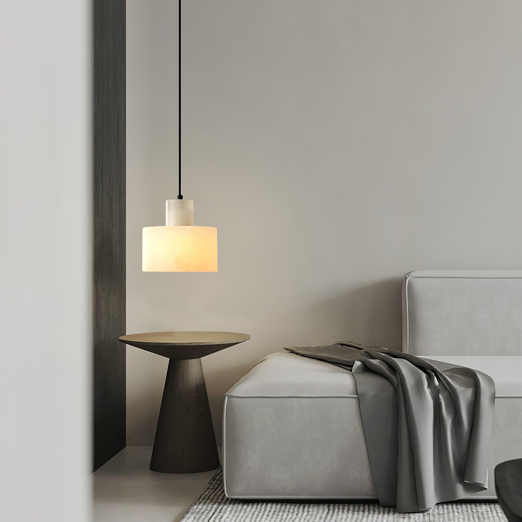 Alabaster Pendant Lgiht Dual Cylindrical - Blowlighting