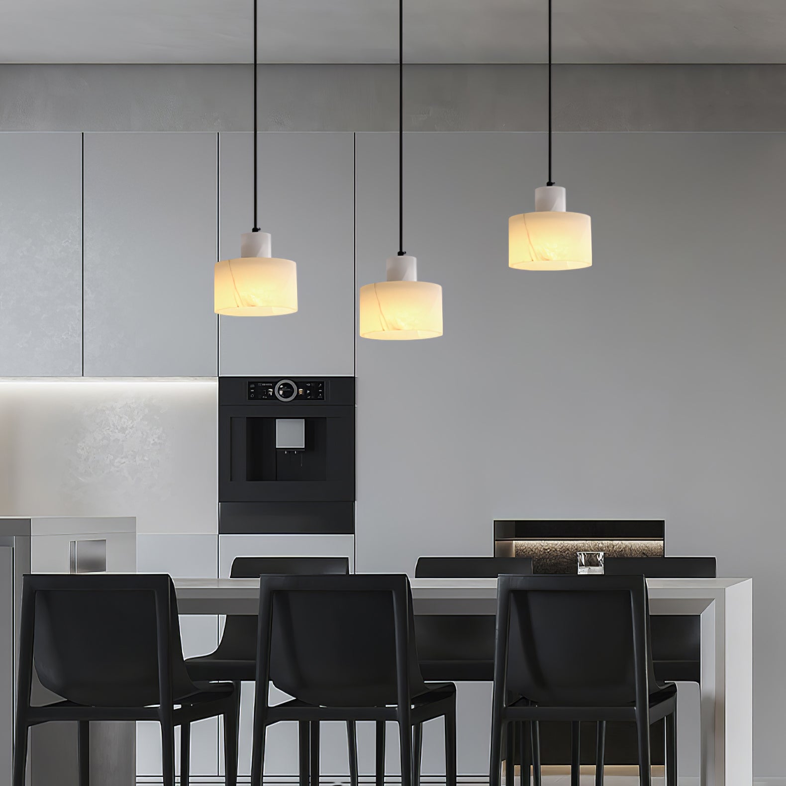 Alabaster Pendant Lgiht Dual Cylindrical - Blowlighting