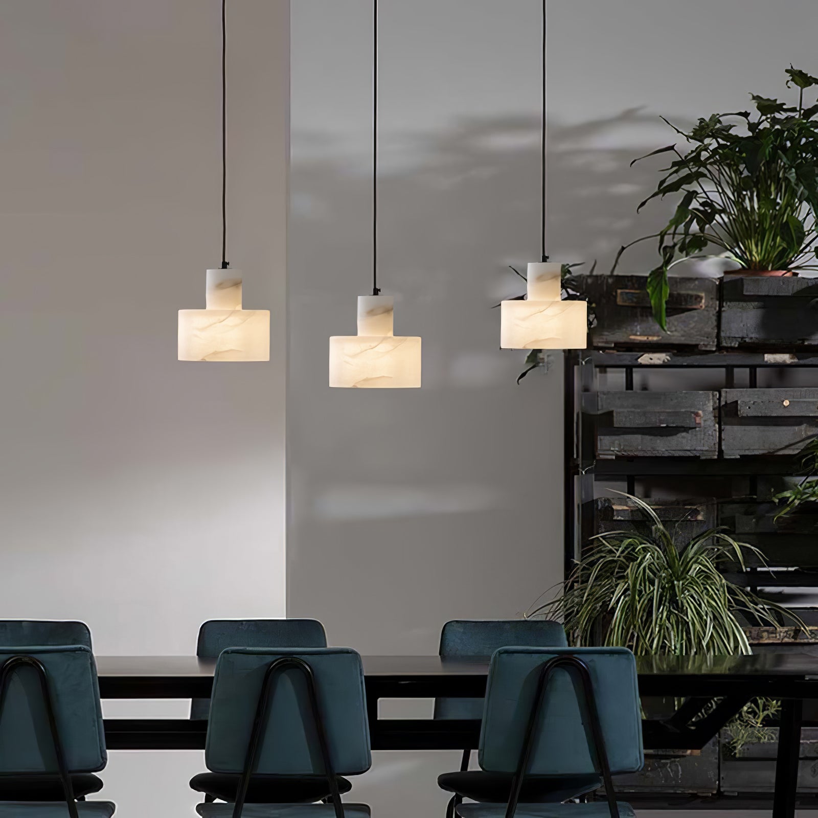 Alabaster Pendant Lgiht Dual Cylindrical - Blowlighting