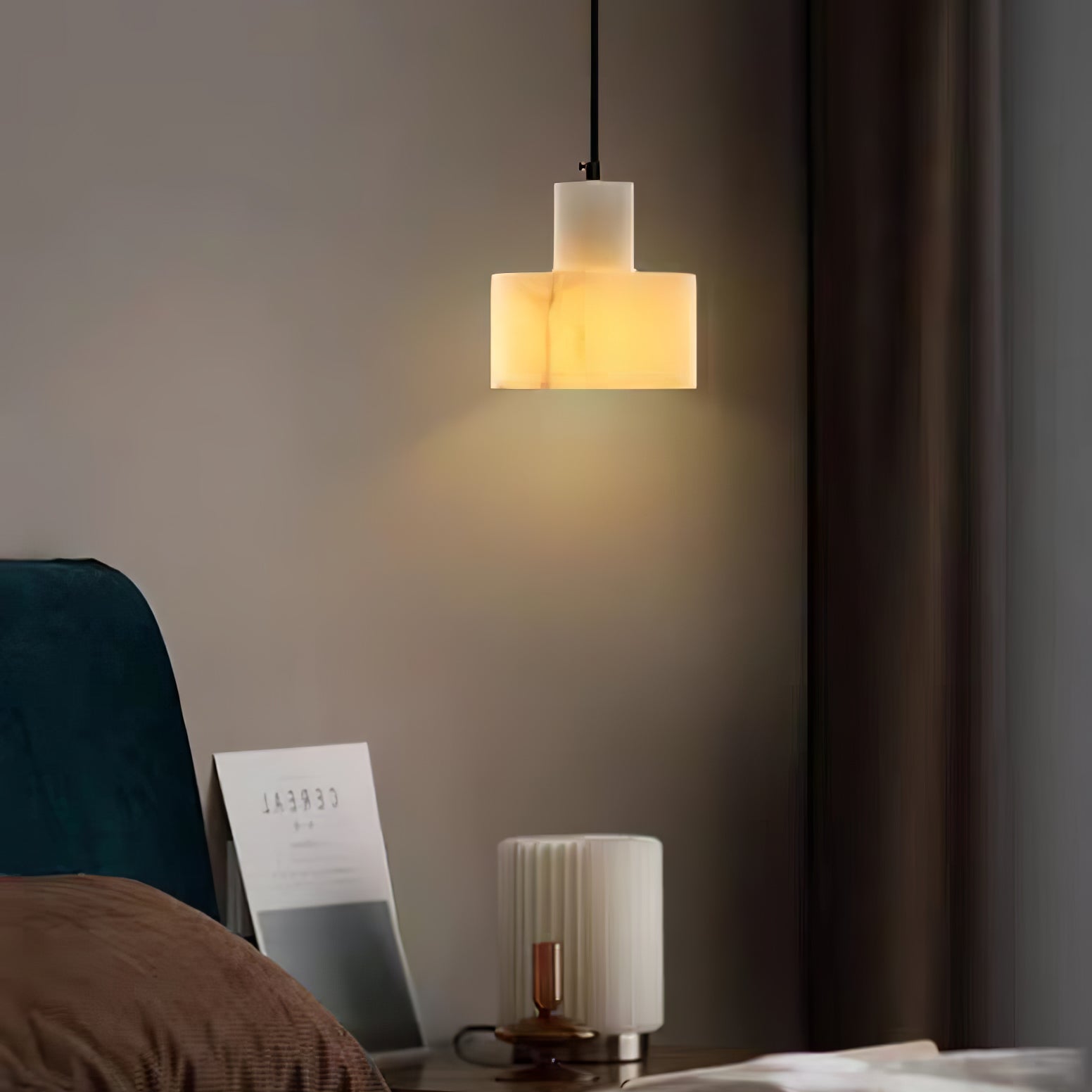 Alabaster Pendant Lgiht Dual Cylindrical - Blowlighting