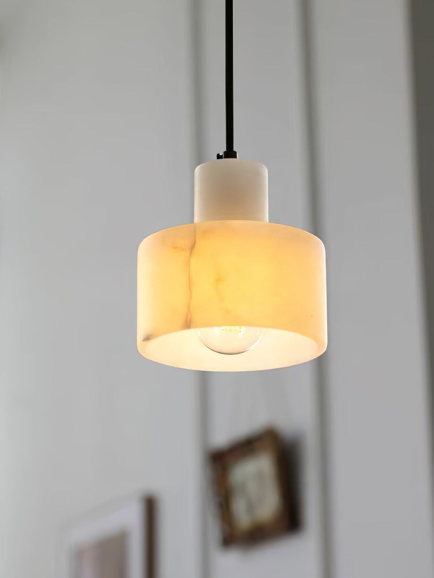 Alabaster Pendant Lgiht Dual Cylindrical - Blowlighting